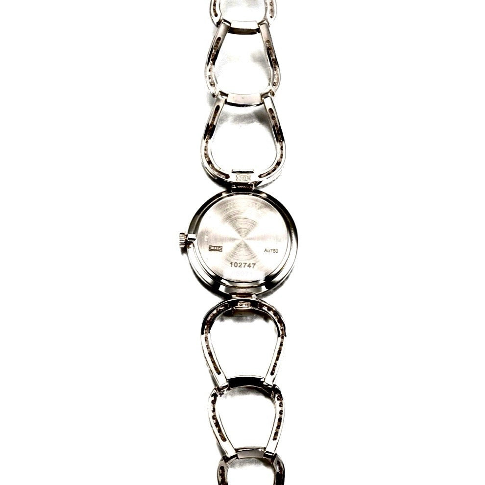 CHOPARD Manual Winding 24mm 18K White Gold FACTORY DIAMONDS Opal Dial Bracelet Watch