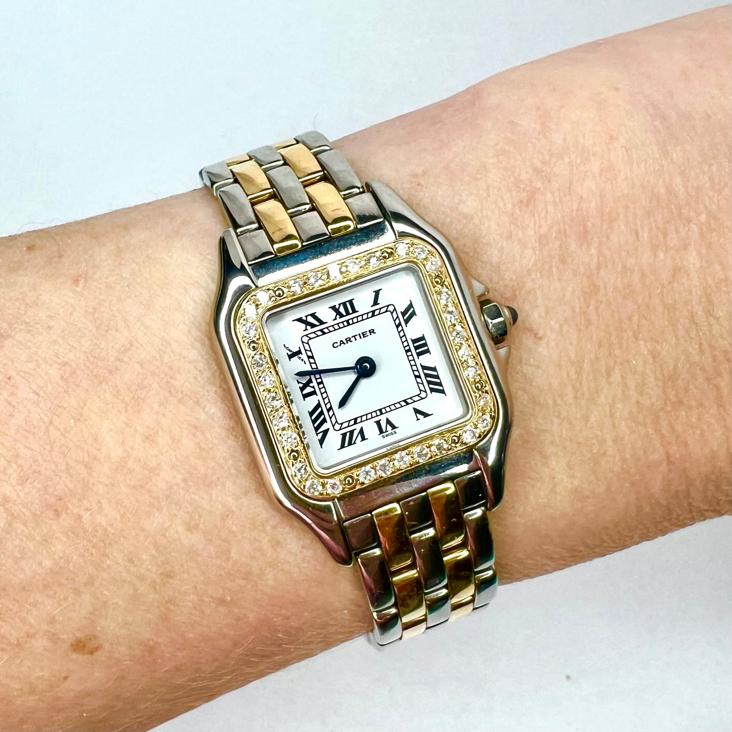 CARTIER PANTHERE Quartz 23mm 2 Row Gold 0.33TCW Diamond Watch