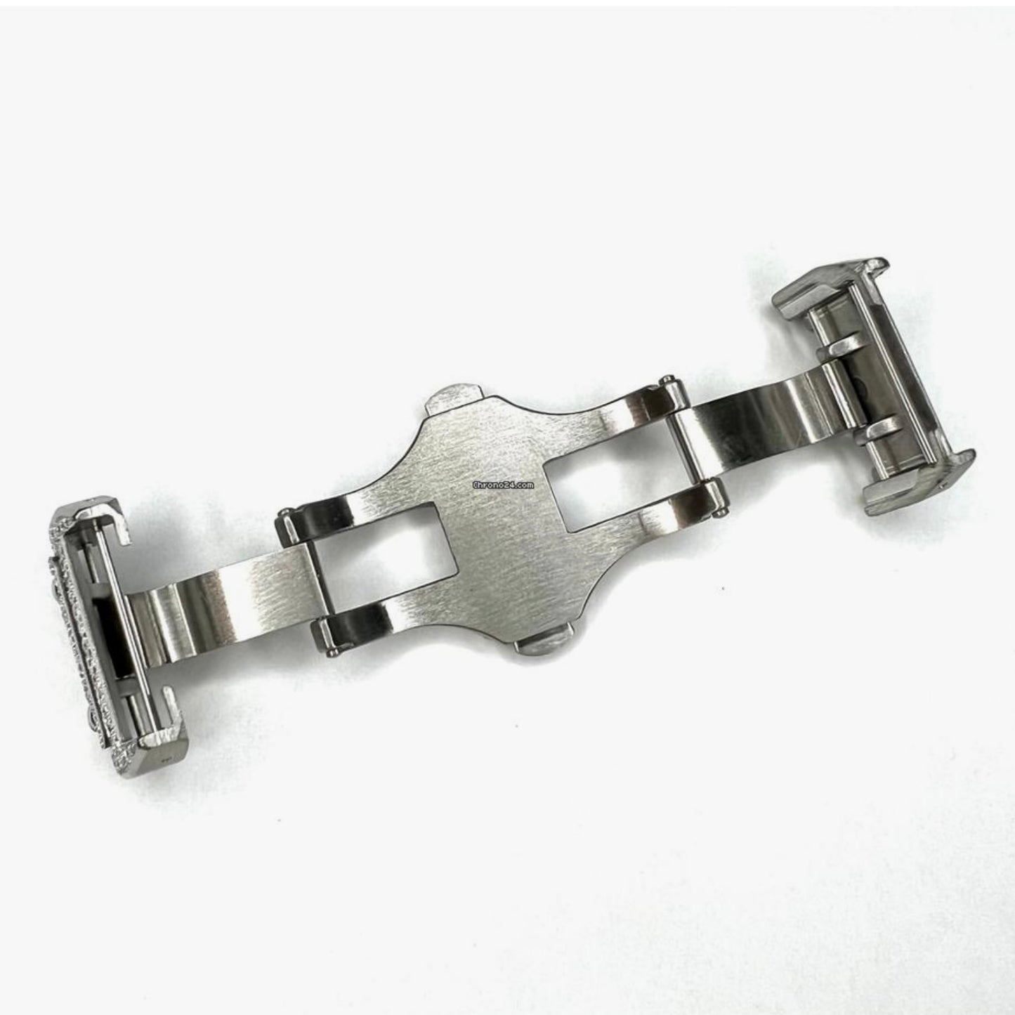 New Aftermarket 18mm Steel 1.20TCW Diamond Double Fold Deployment Buckle for Medium Cartier Santos 100