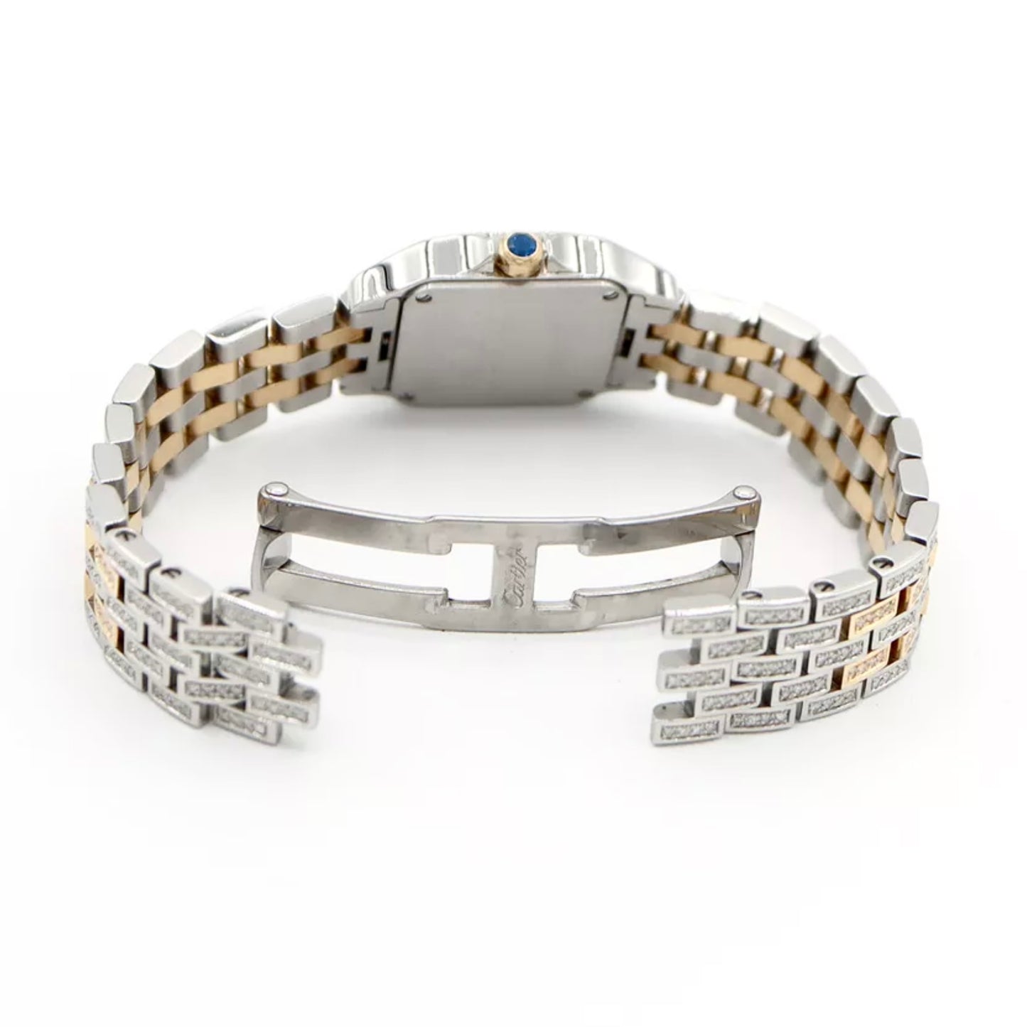 CARTIER SANTOS DEMOISELLE 2698 Quartz 20mm 2 Tone Full DIAMOND Watch