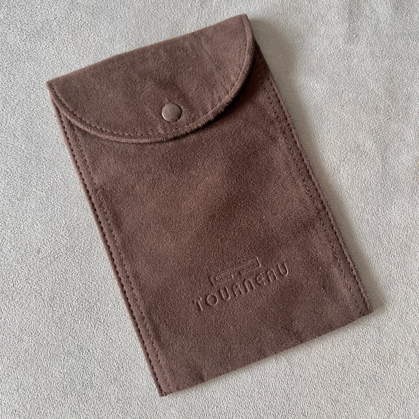 TOURNEAU Brown Faux Suede Pouch 7x4.5 inches
