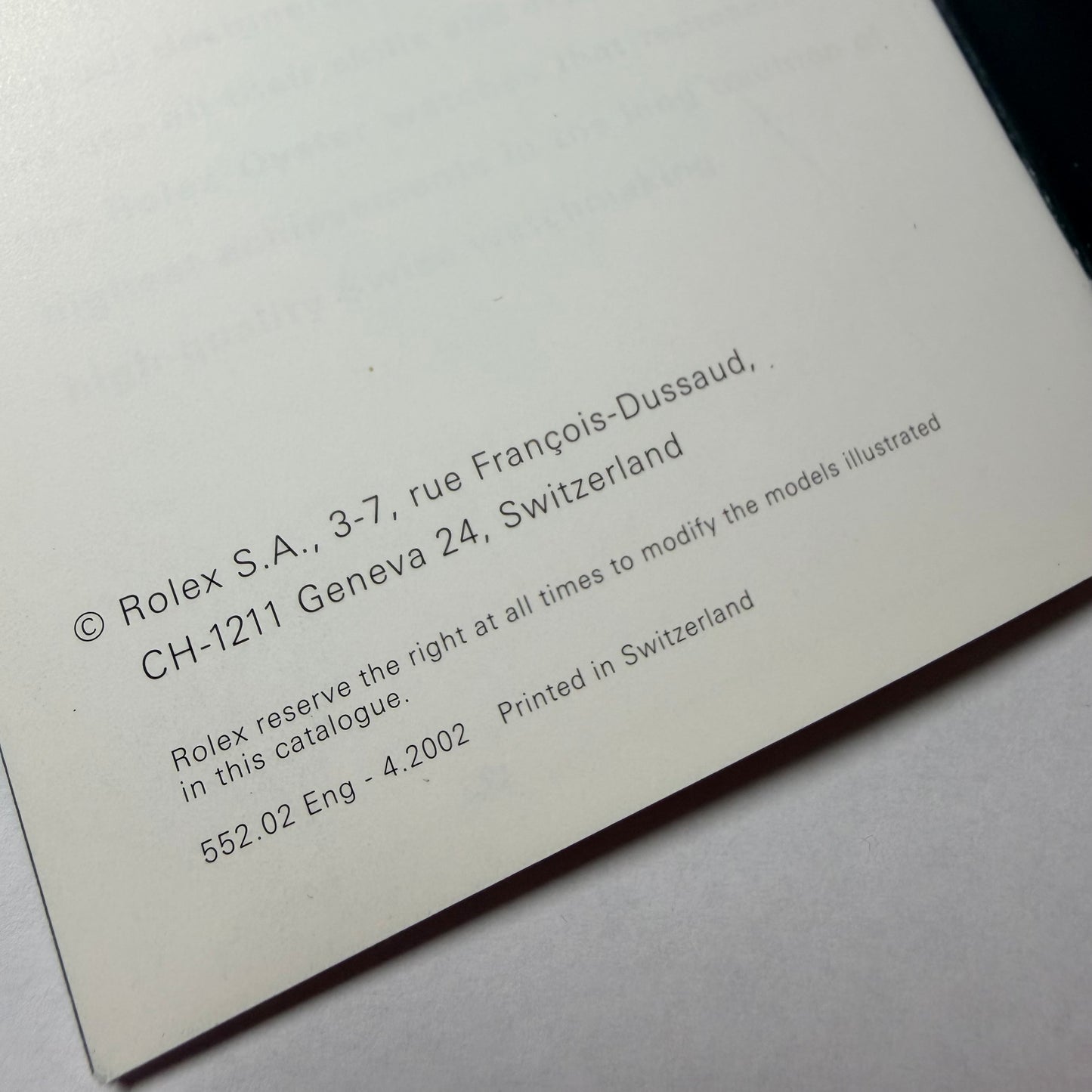 ROLEX Datejust Booklet 2002 English