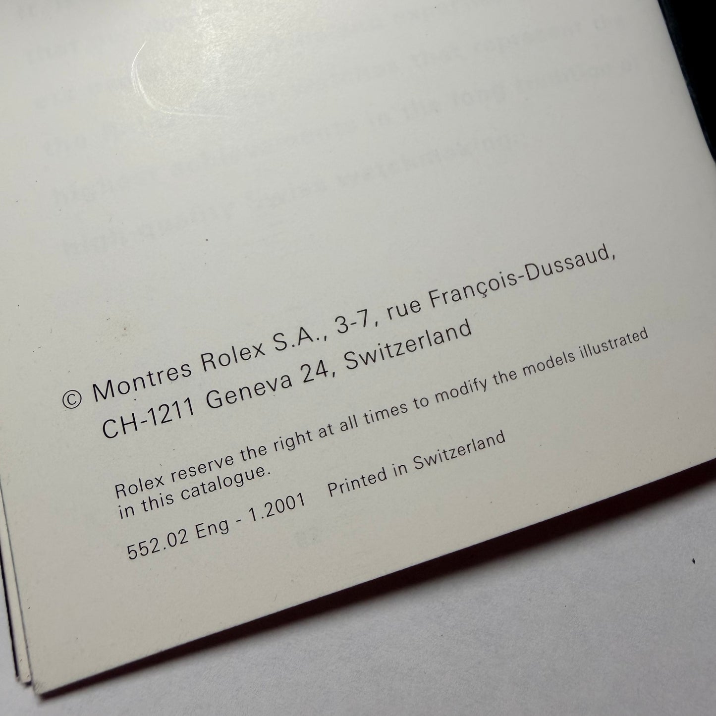 ROLEX Datejust Booklet 2001 English