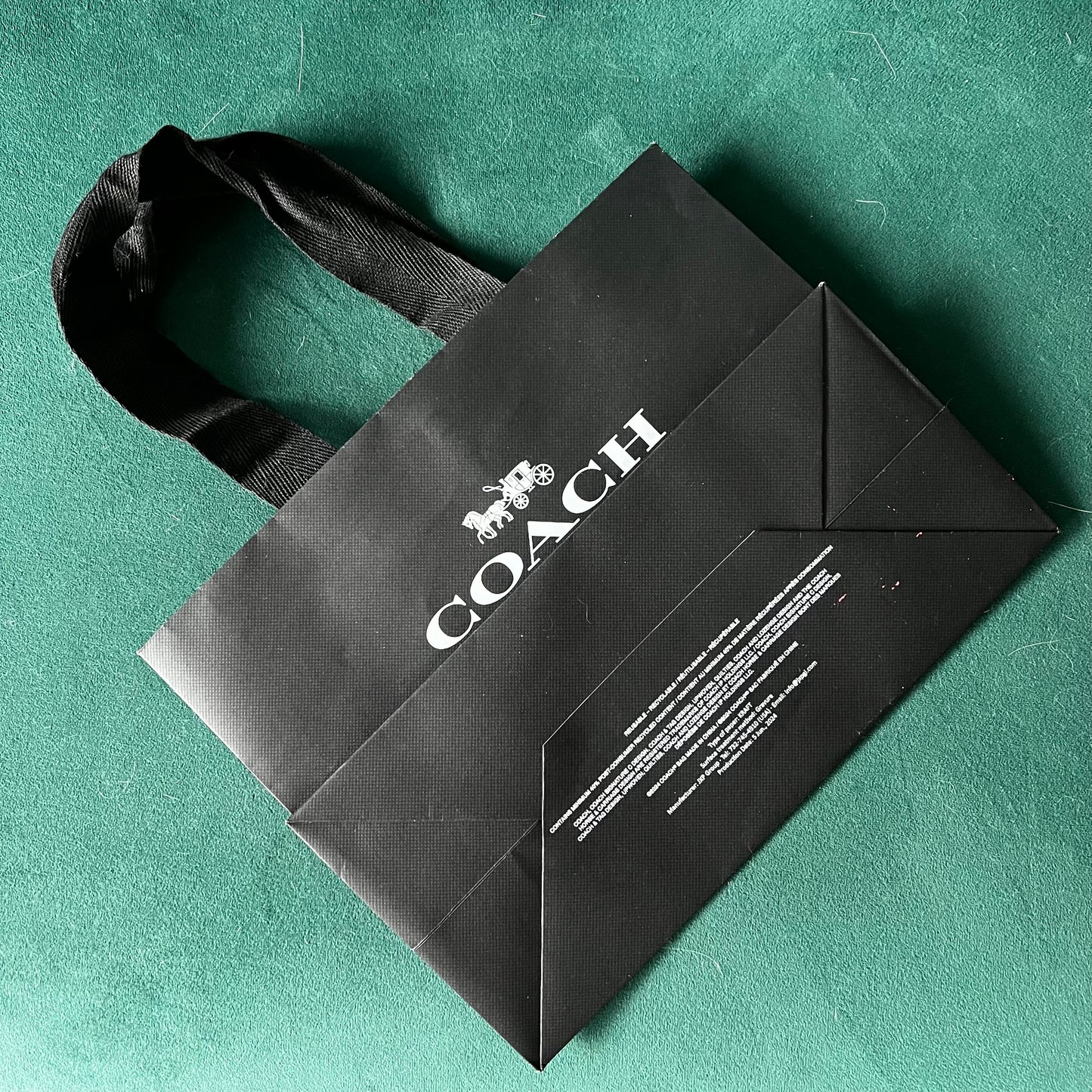 COACH Black Shopping Bag 10.75x8.25x5 inches