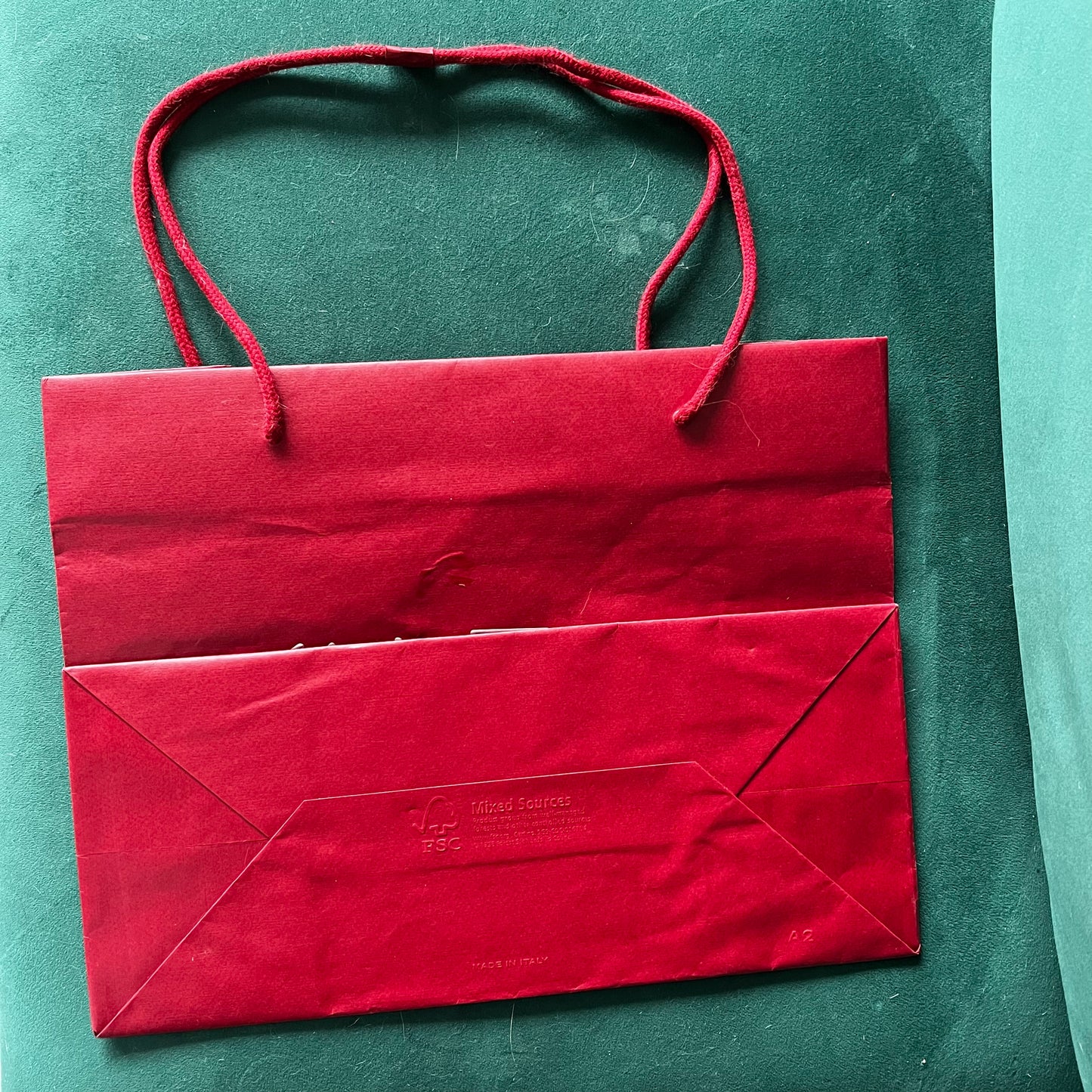 SALVATORE FERRAGAMO Red Shopping Bag 15.5x11.75x6.75 inches