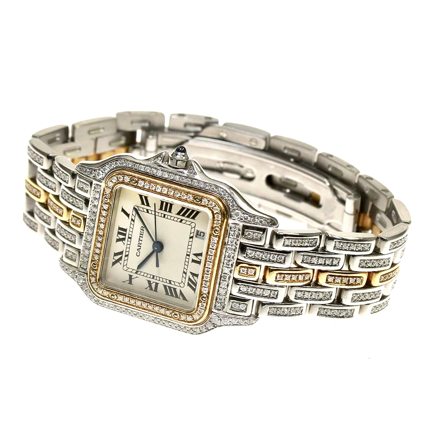 CARTIER PANTHERE Quartz 27mm 1 Row Gold 4.26TCW Diamond Watch