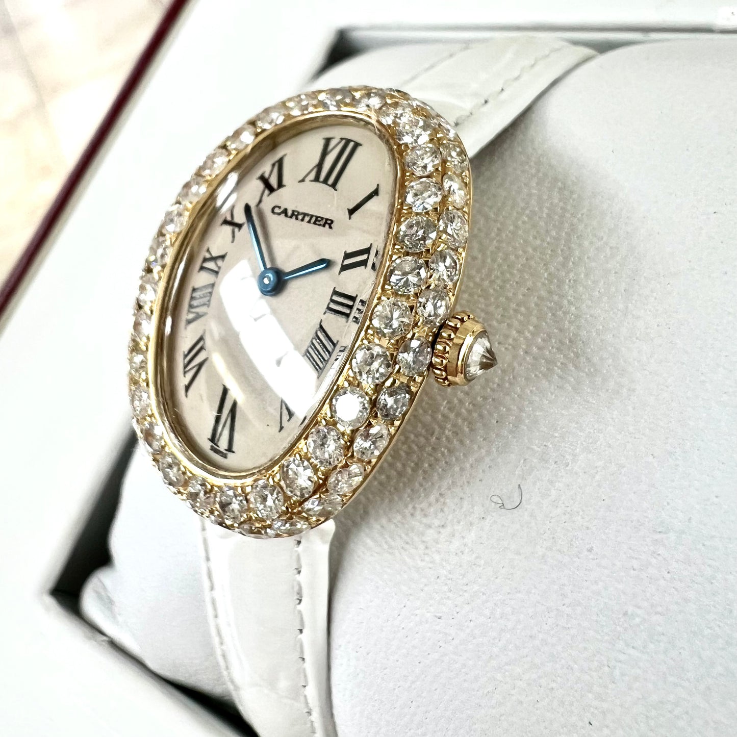 CARTIER BAIGNOIRE Quartz 18K Yellow Gold 23mm 3.2TCW Diamond Watch