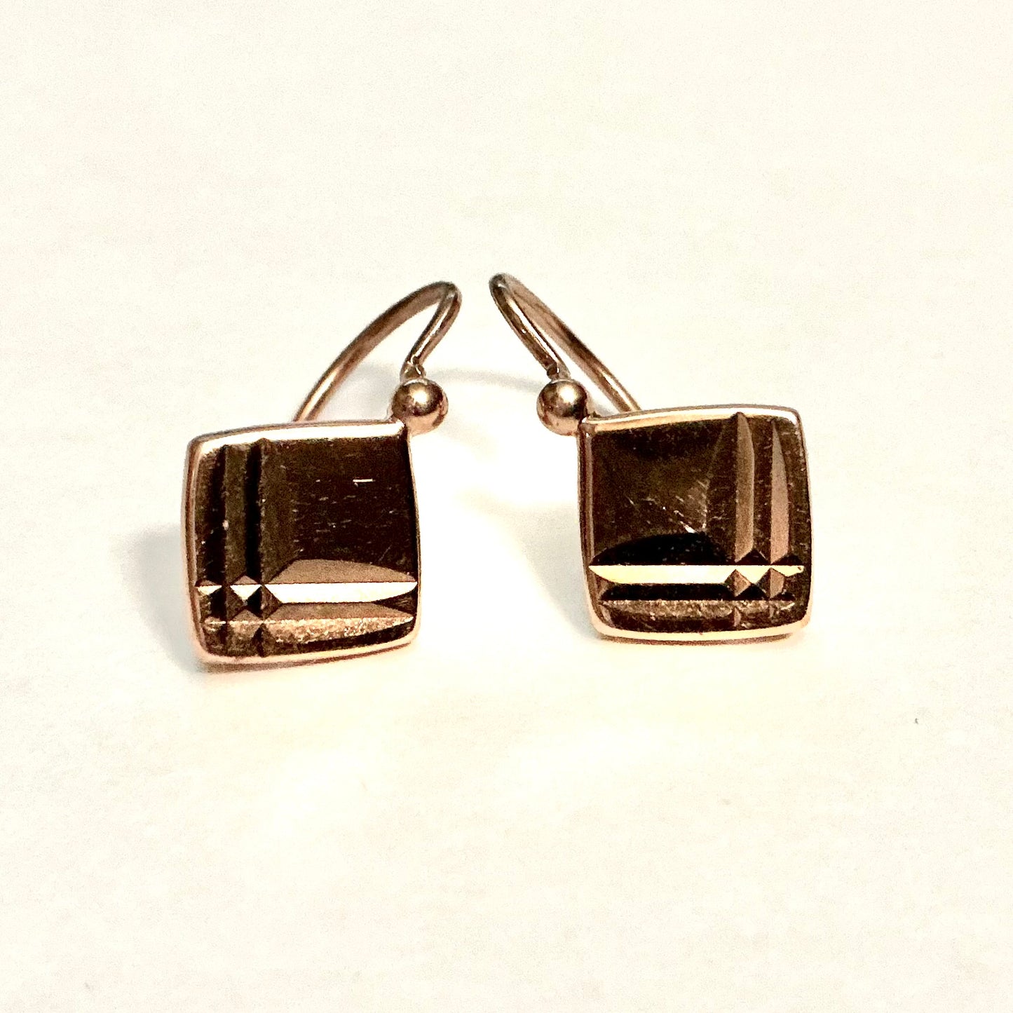 14K Rose Gold Earrings stamped 853 European stamp 10.16x10.16mm 4.97g