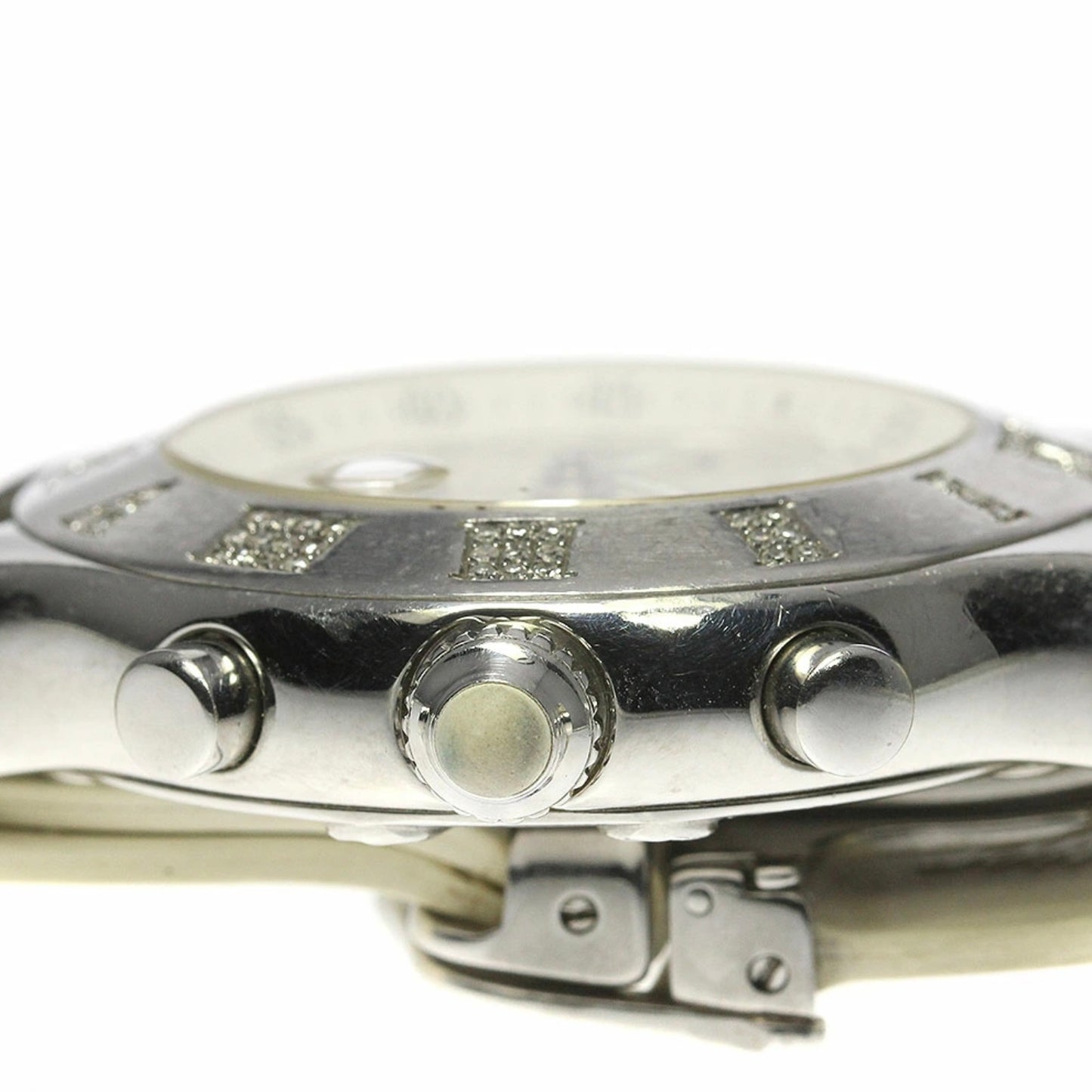 CARTIER CHRONOSCAPH 21 Chronograph 2424 Quartz 38mm Steel 2TCW DIAMOND Watch