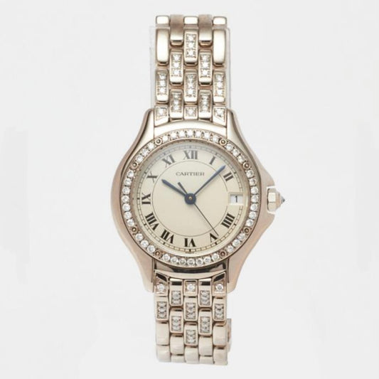 CARTIER PANTHERE COUGAR Quartz 32mm Steel 1.20TCW Diamond Watch