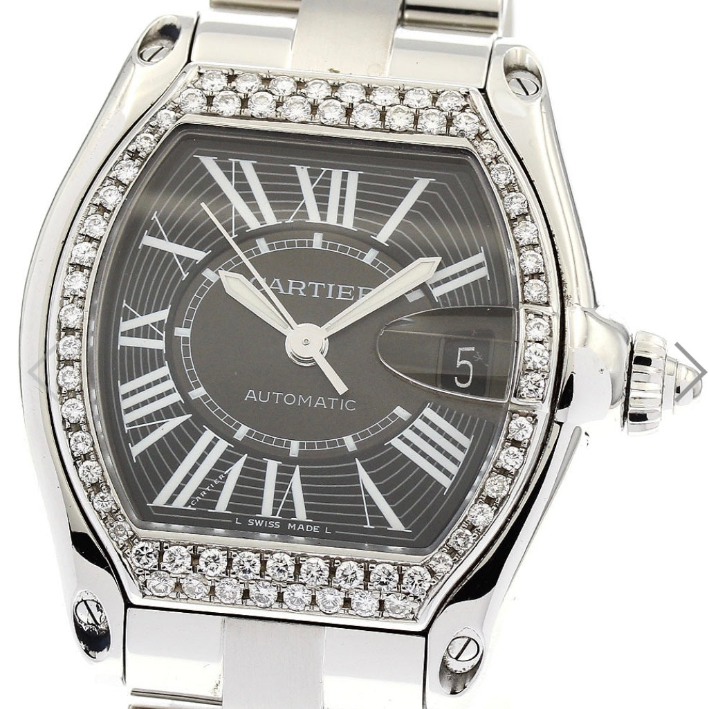 CARTIER ROADSTER 2510 Automatic 38mm Steel 1.18TCW DIAMOND Watch
