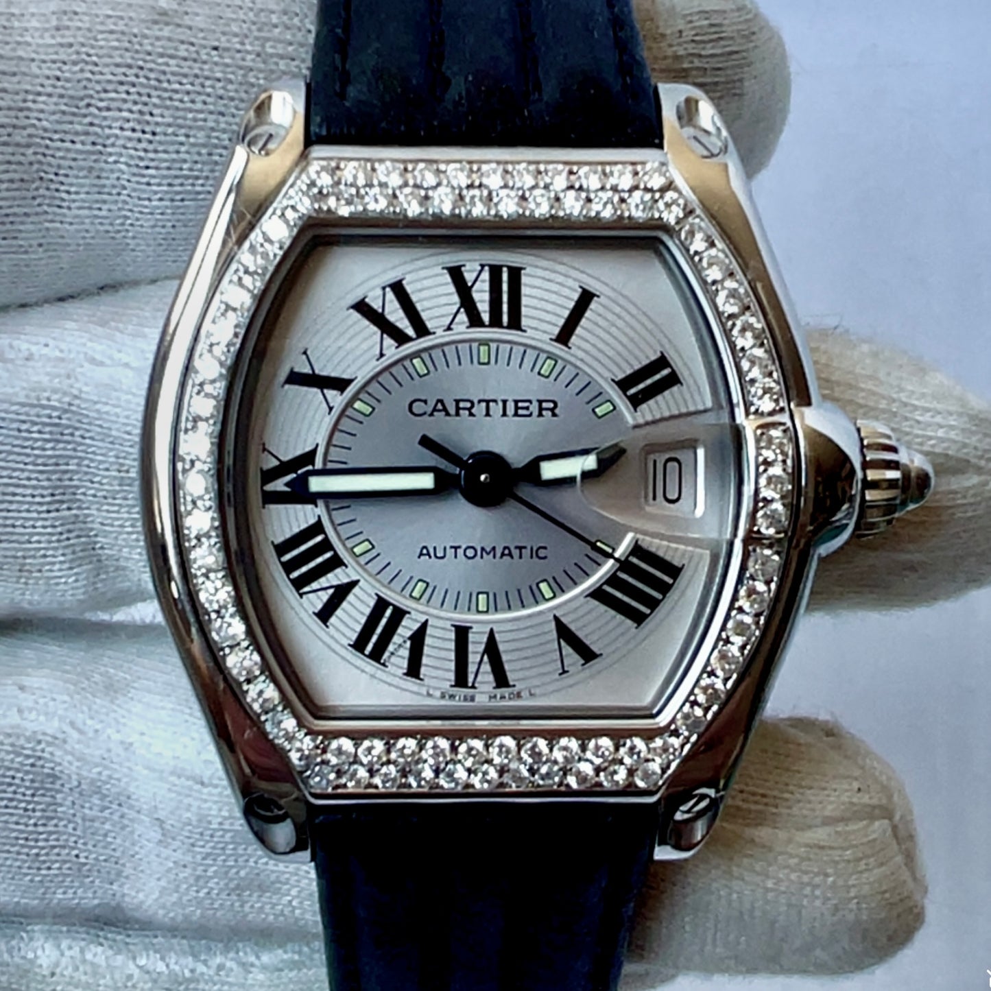 CARTIER ROADSTER 2510 Automatic 38mm Steel 1.18TCW Diamond Watch