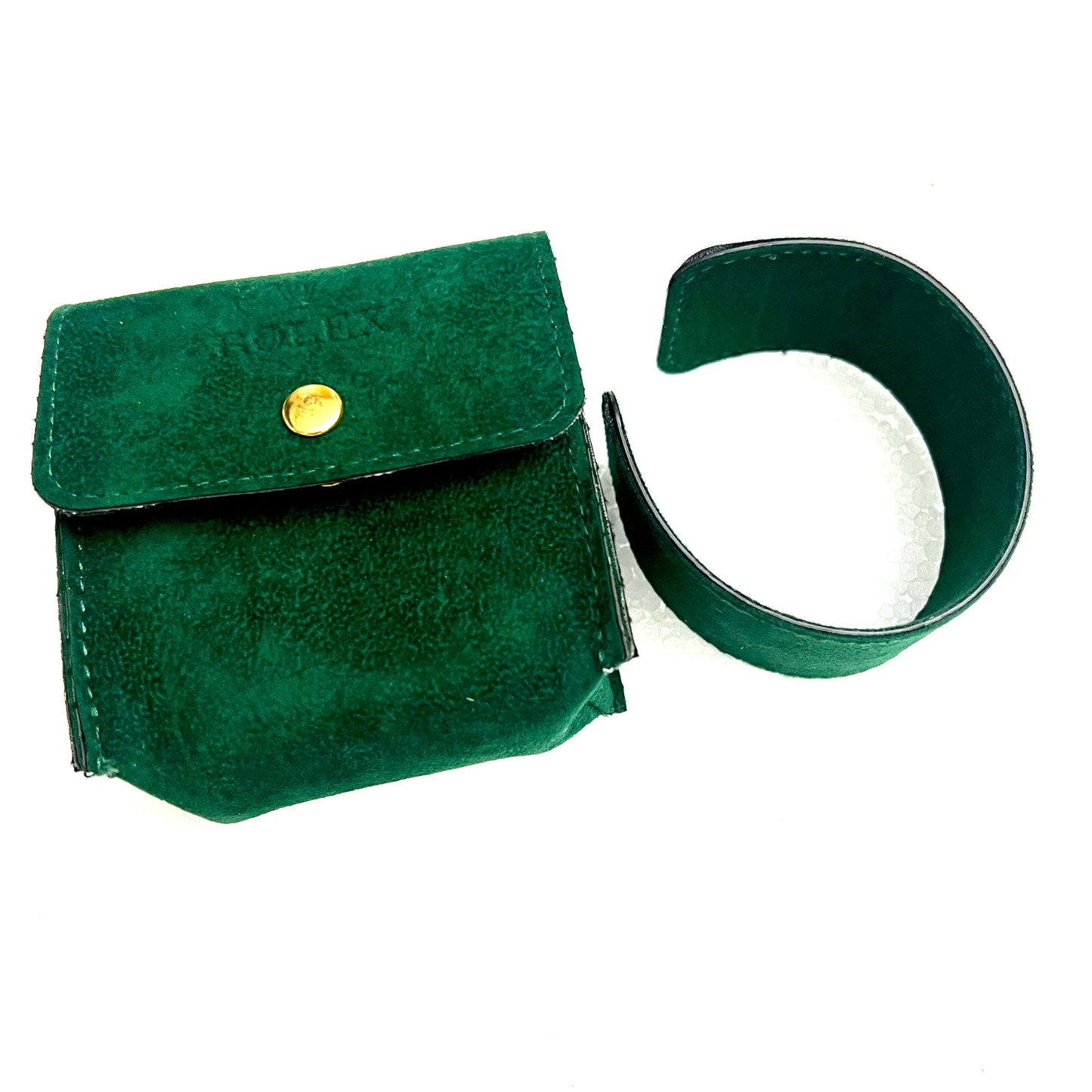 ROLEX Green Faux Suede Travel Case 3.5x3.5x1.75 inches