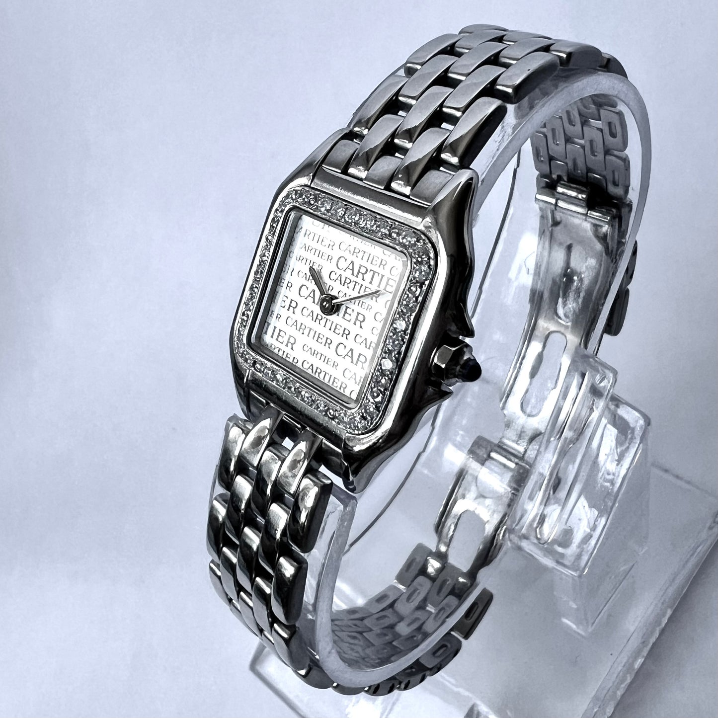 CARTIER PANTHERE Quartz 23mm Steel 0.32TCW DIAMOND Watch LMT EDITION Dial