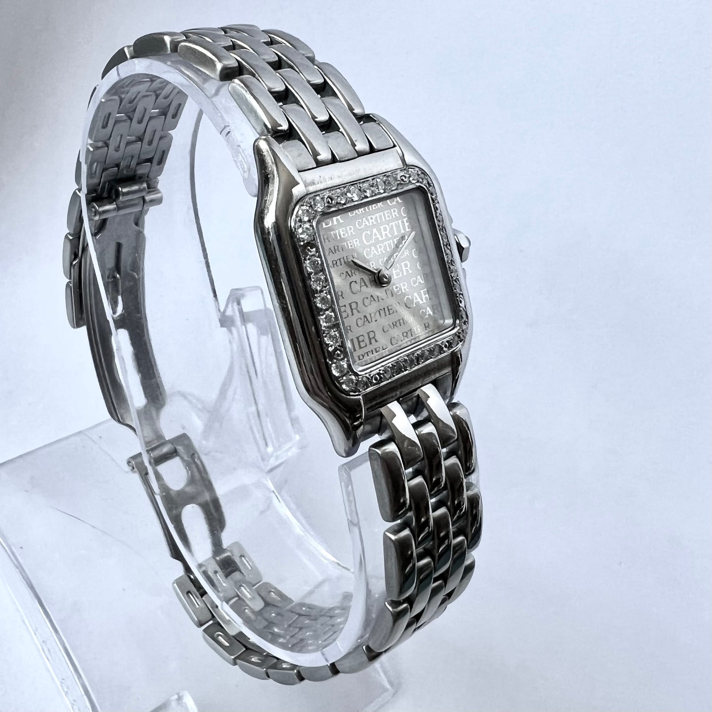 CARTIER PANTHERE Quartz 23mm Steel 0.32TCW DIAMOND Watch LMT EDITION Dial