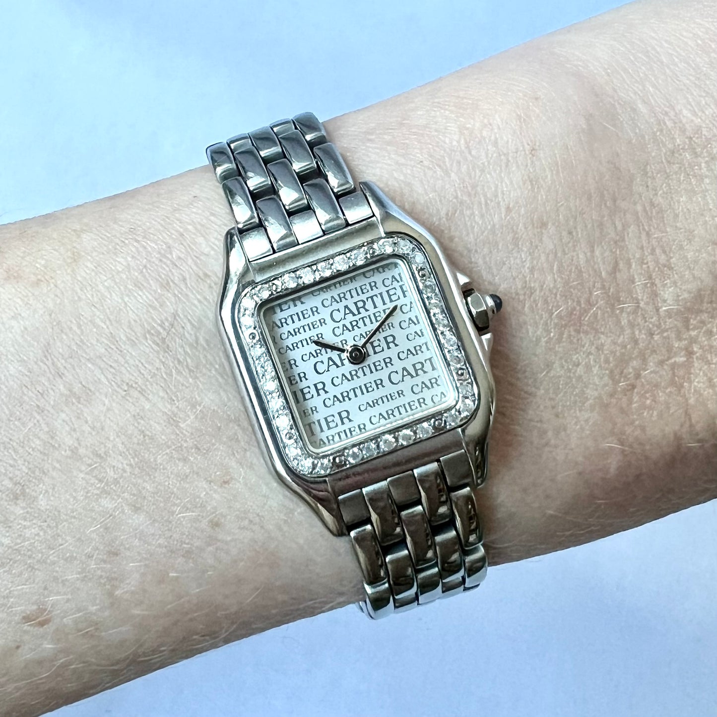 CARTIER PANTHERE Quartz 23mm Steel 0.32TCW DIAMOND Watch LMT EDITION Dial