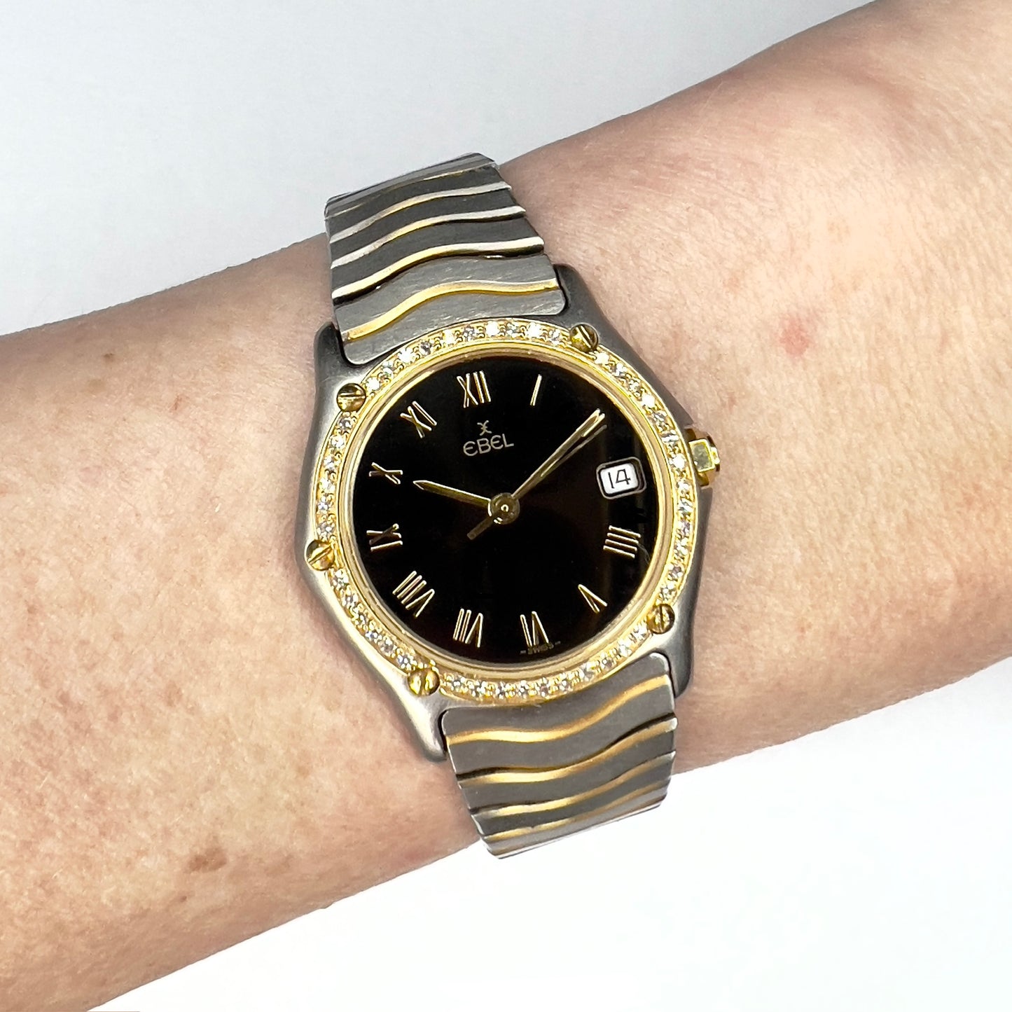 EBEL WAVE Quartz 27mm 2 Tone Factory Diamond Watch