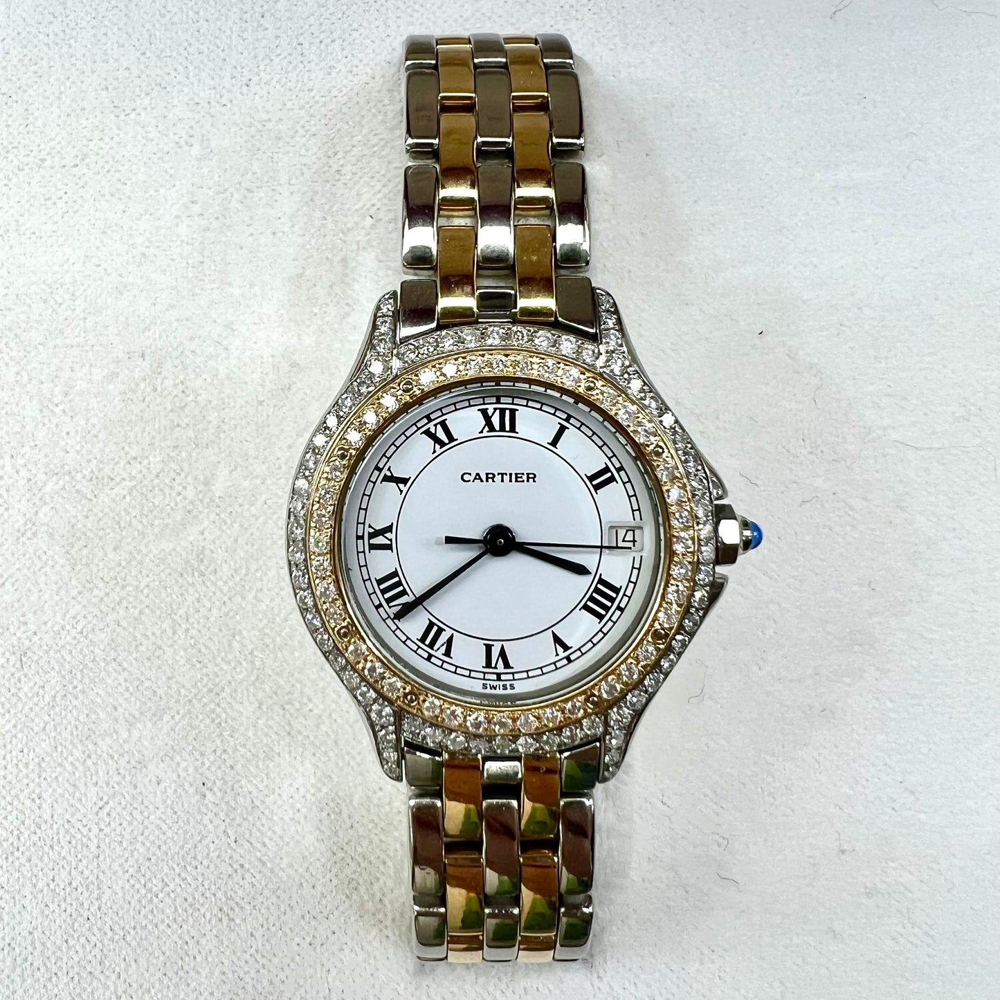 CARTIER PANTHERE COUGAR Quartz 27mm 2 Row Gold 0.84TCW Diamond Watch