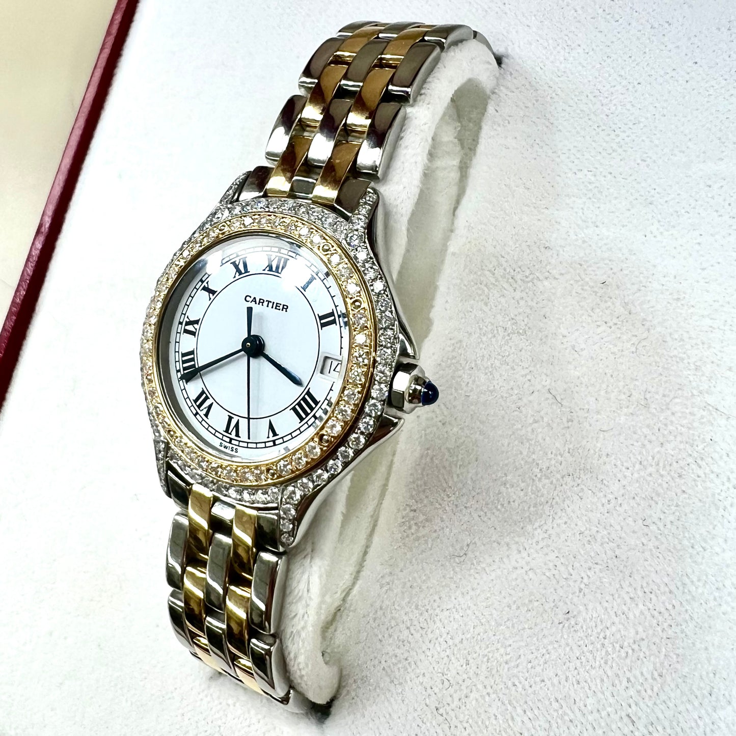 CARTIER PANTHERE COUGAR Quartz 27mm 2 Row Gold 0.84TCW Diamond Watch