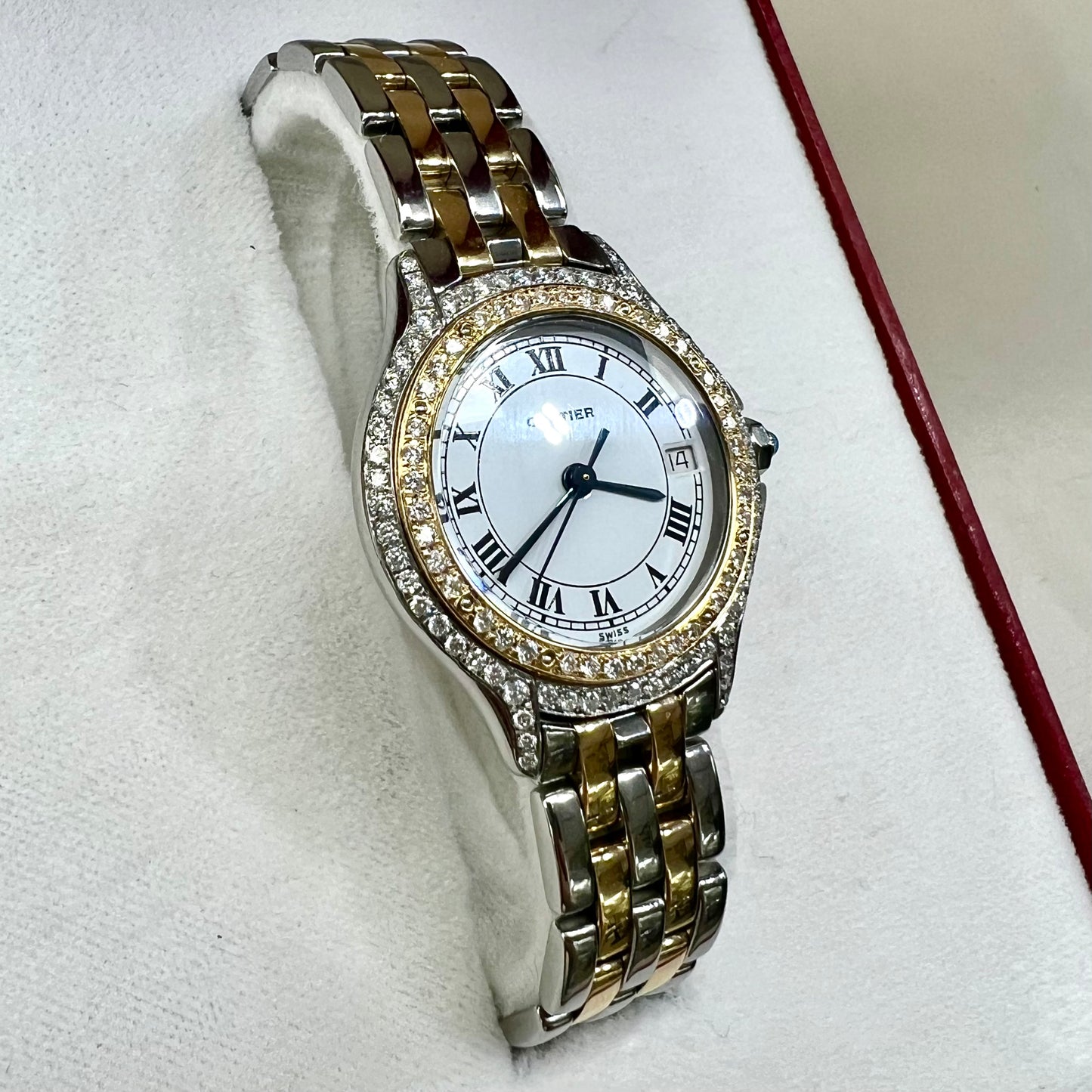 CARTIER PANTHERE COUGAR Quartz 27mm 2 Row Gold 0.84TCW Diamond Watch