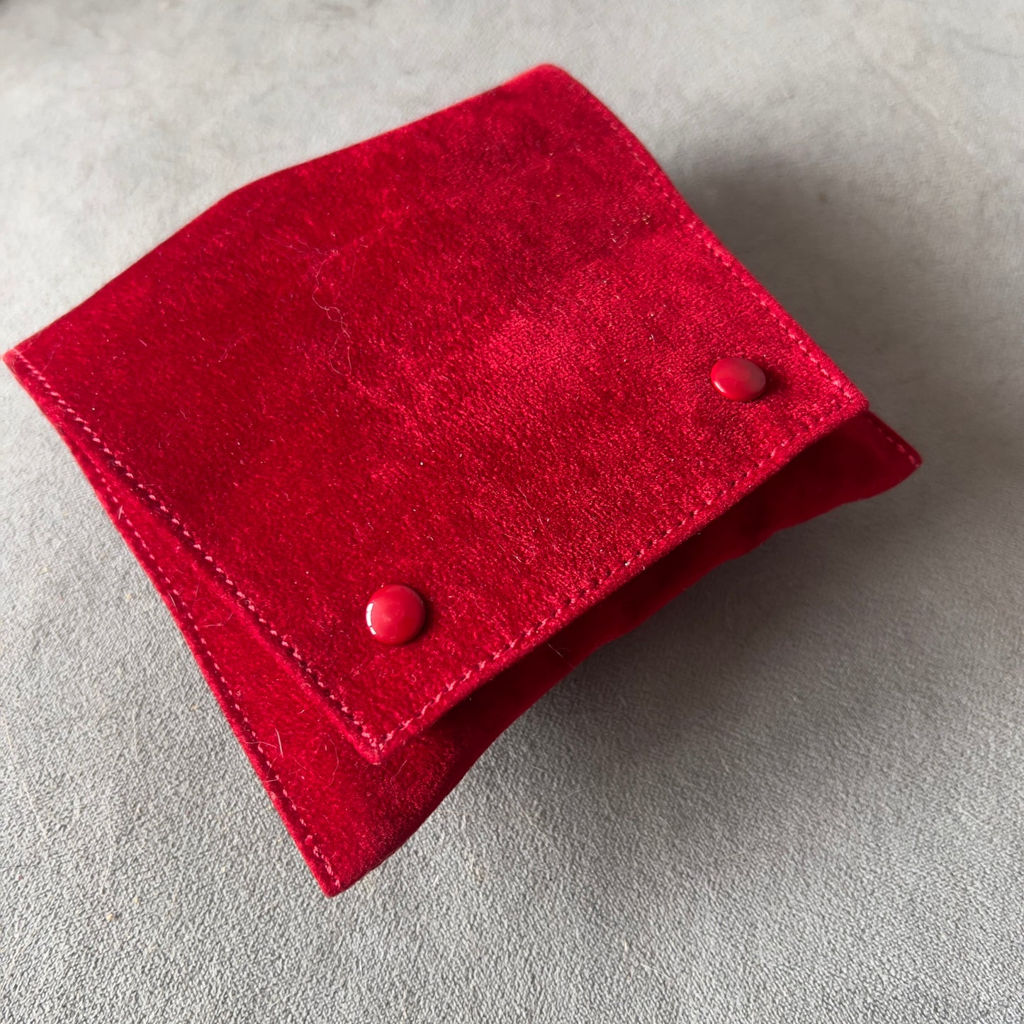 CARTIER Red Faux Suede Pouch with a Pillow 5 x 4.25 inches