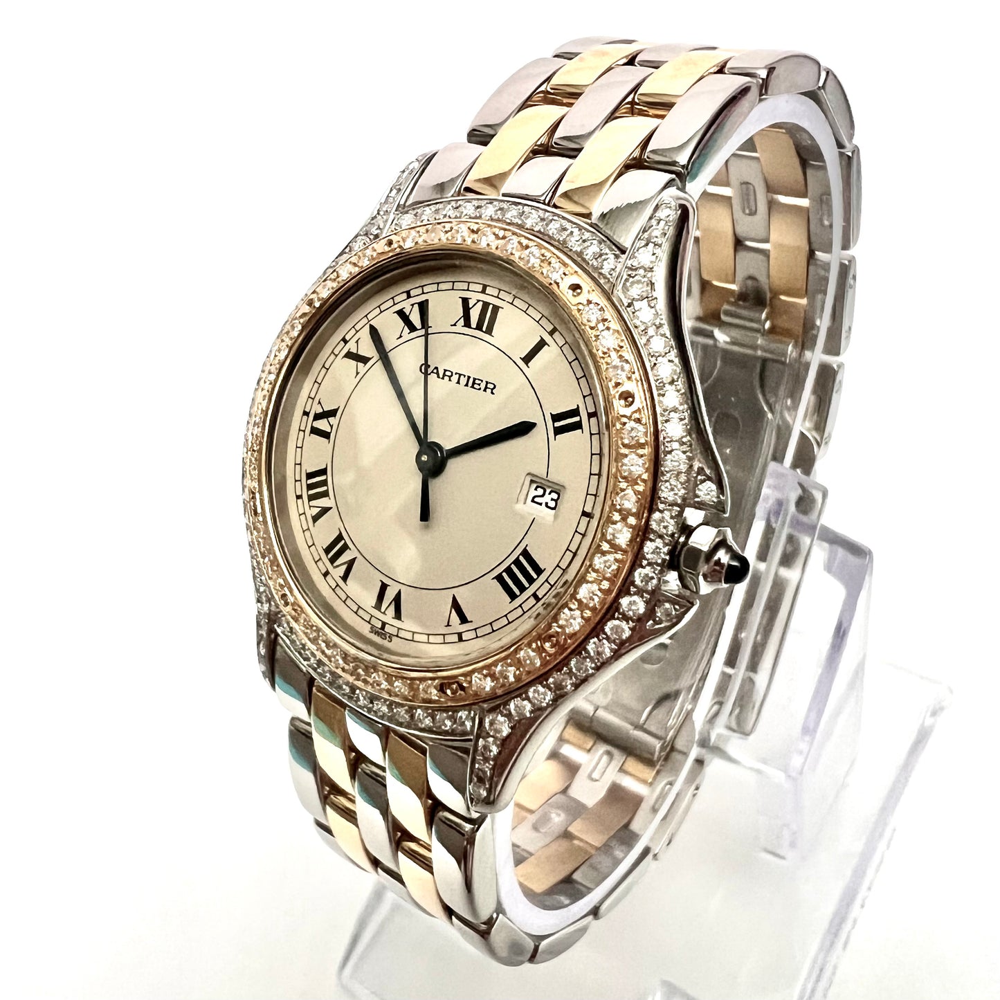 CARTIER PANTHERE COUGAR Quartz 34mm 2 Row Gold 0.93TCW Diamonds Watch