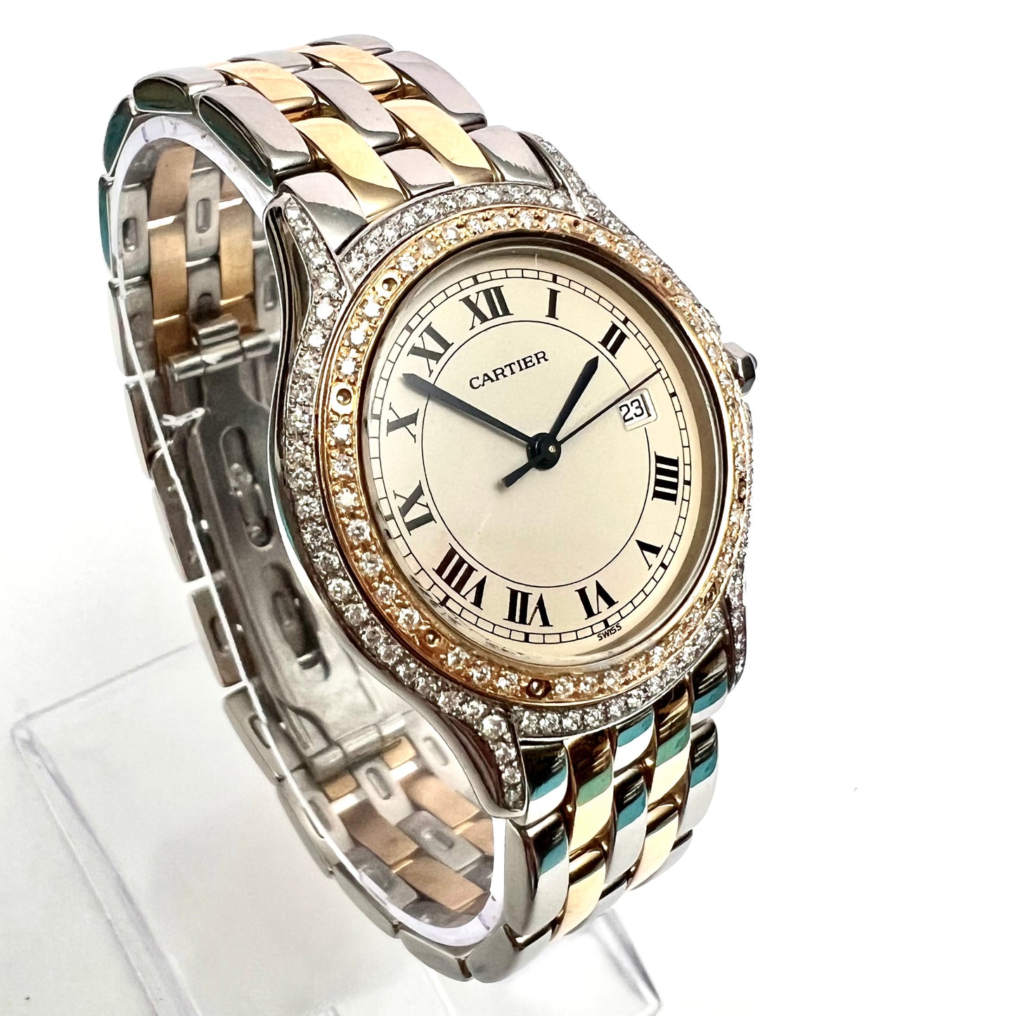 CARTIER PANTHERE COUGAR Quartz 34mm 2 Row Gold 0.93TCW Diamonds Watch