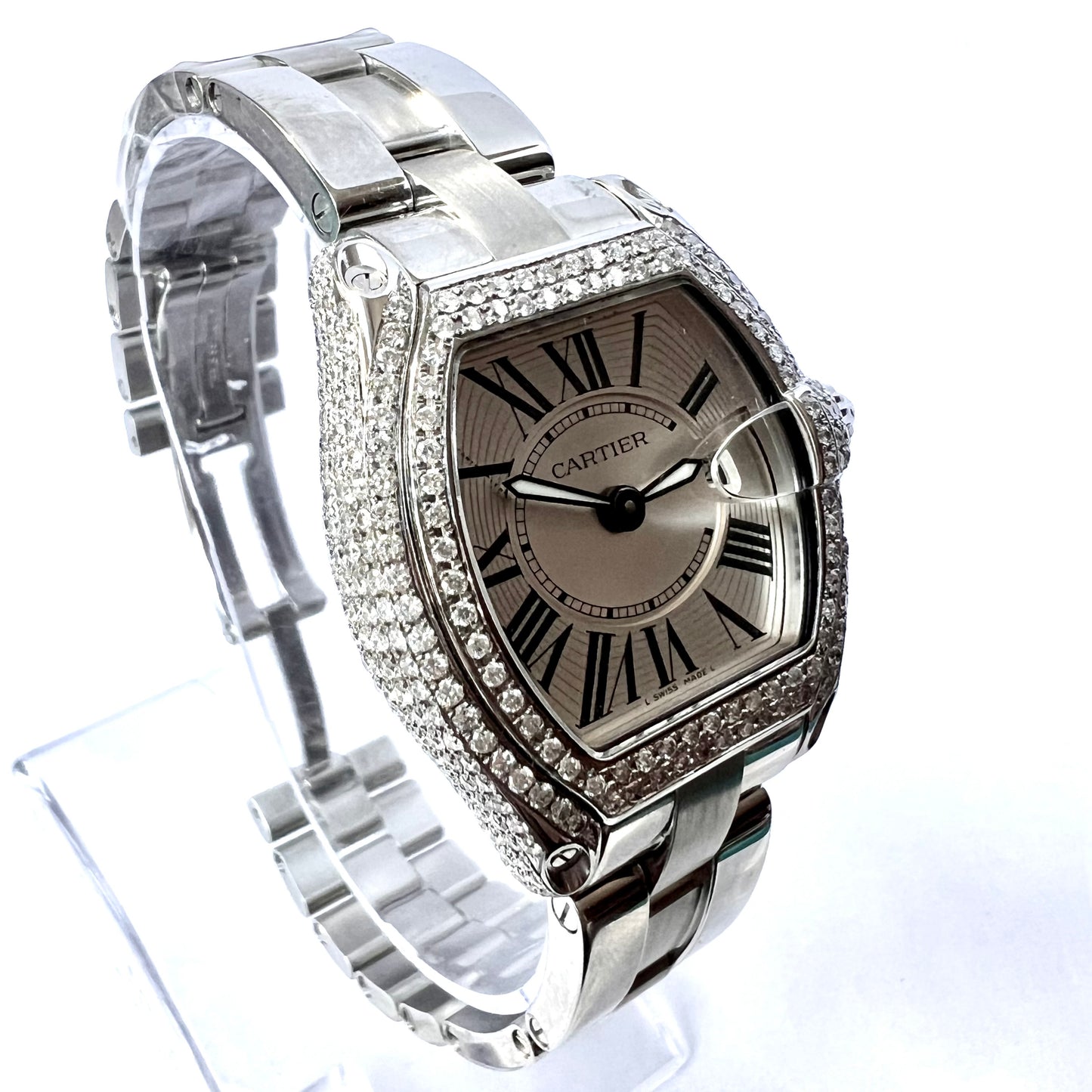CARTIER ROADSTER Quartz 31mm Steel 2.84TCW Diamond Watch
