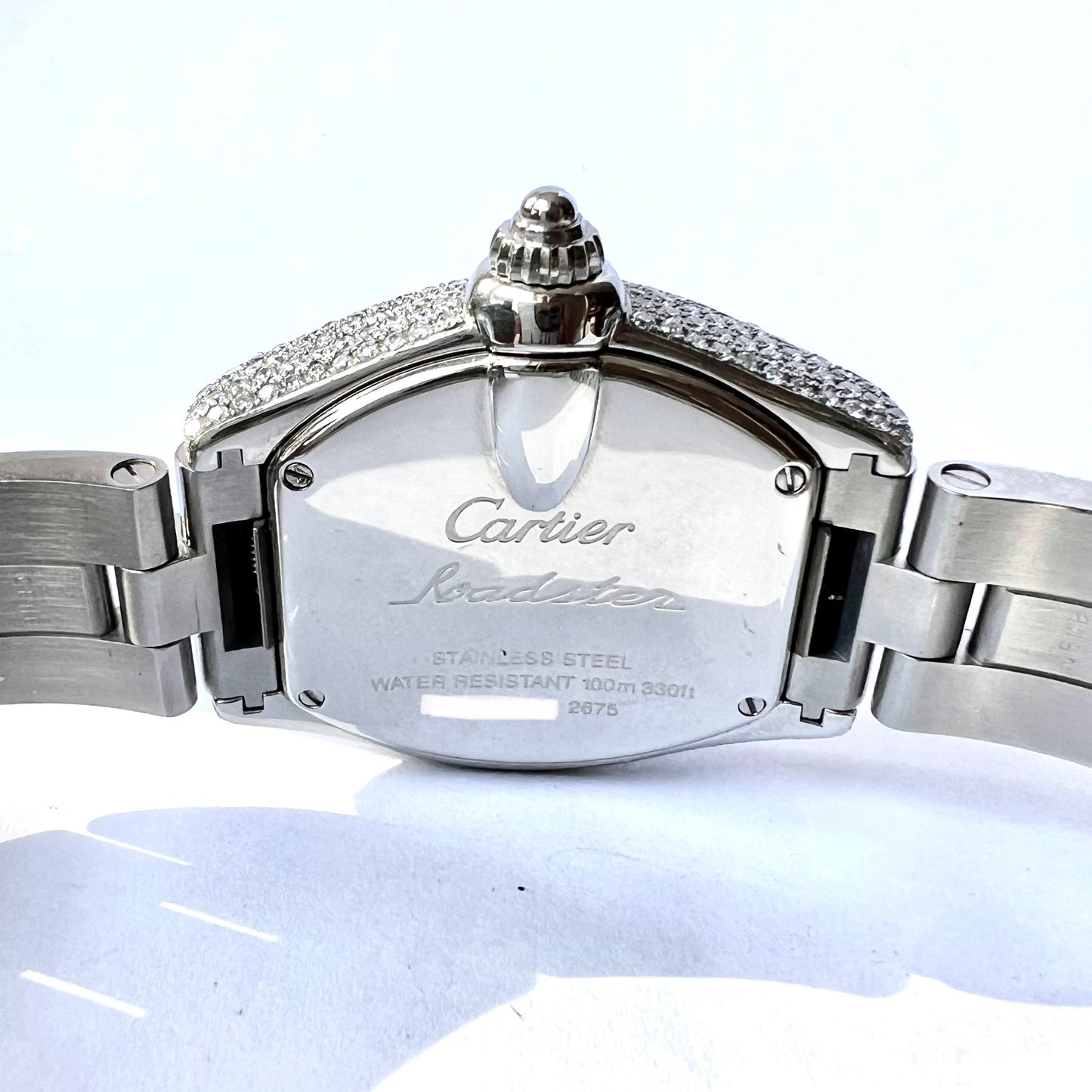 CARTIER ROADSTER Quartz 31mm Steel 2.84TCW Diamond Watch