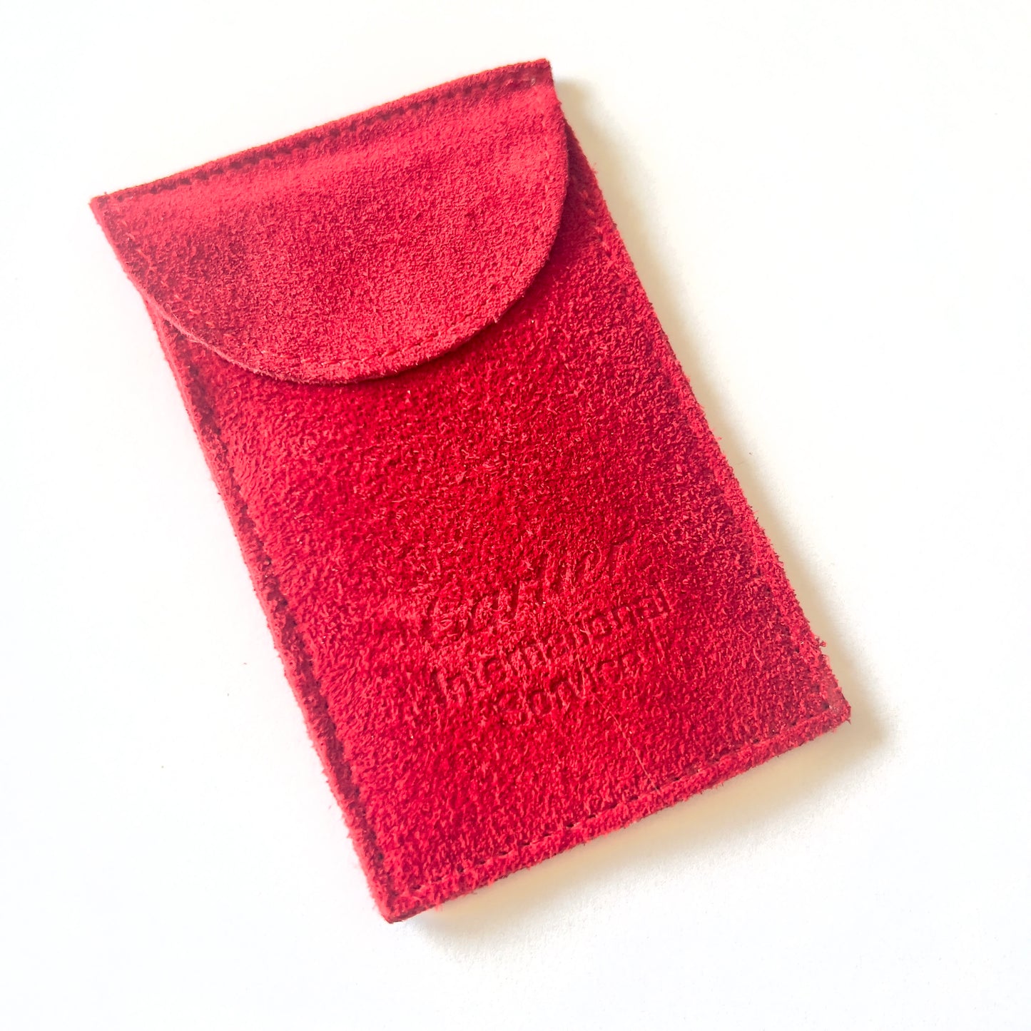 CARTIER Genuine Red Leather Jewelry Pouch 2.25 x 4 inches