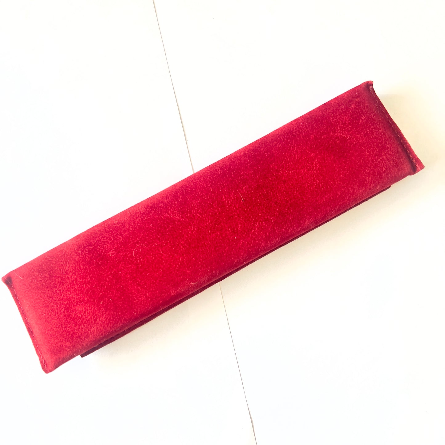 CARTIER Red Faux Suede Pouch 8.5x2.25x0.25 inches