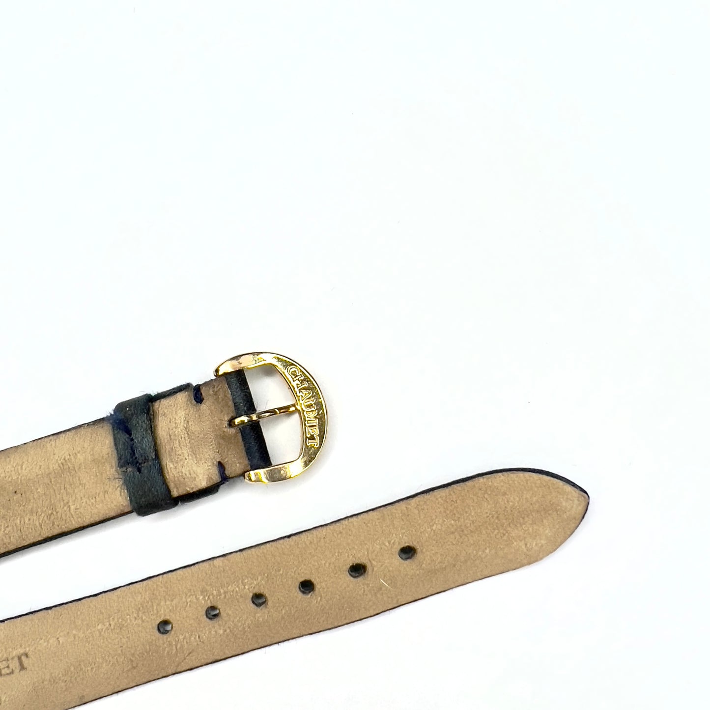CHAUMET Navy Blue Satin/Leather Band Strap with Gold Plated Chaumet BUCKLE