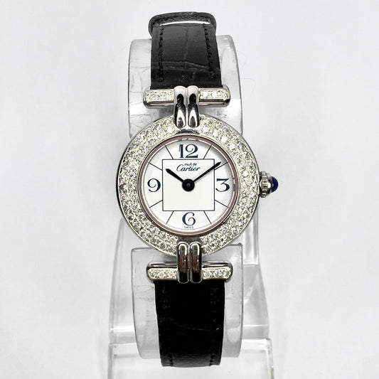 CARTIER VERMEIL COLLISE Quartz 24mm Silver 0.87TCW Diamond Watch