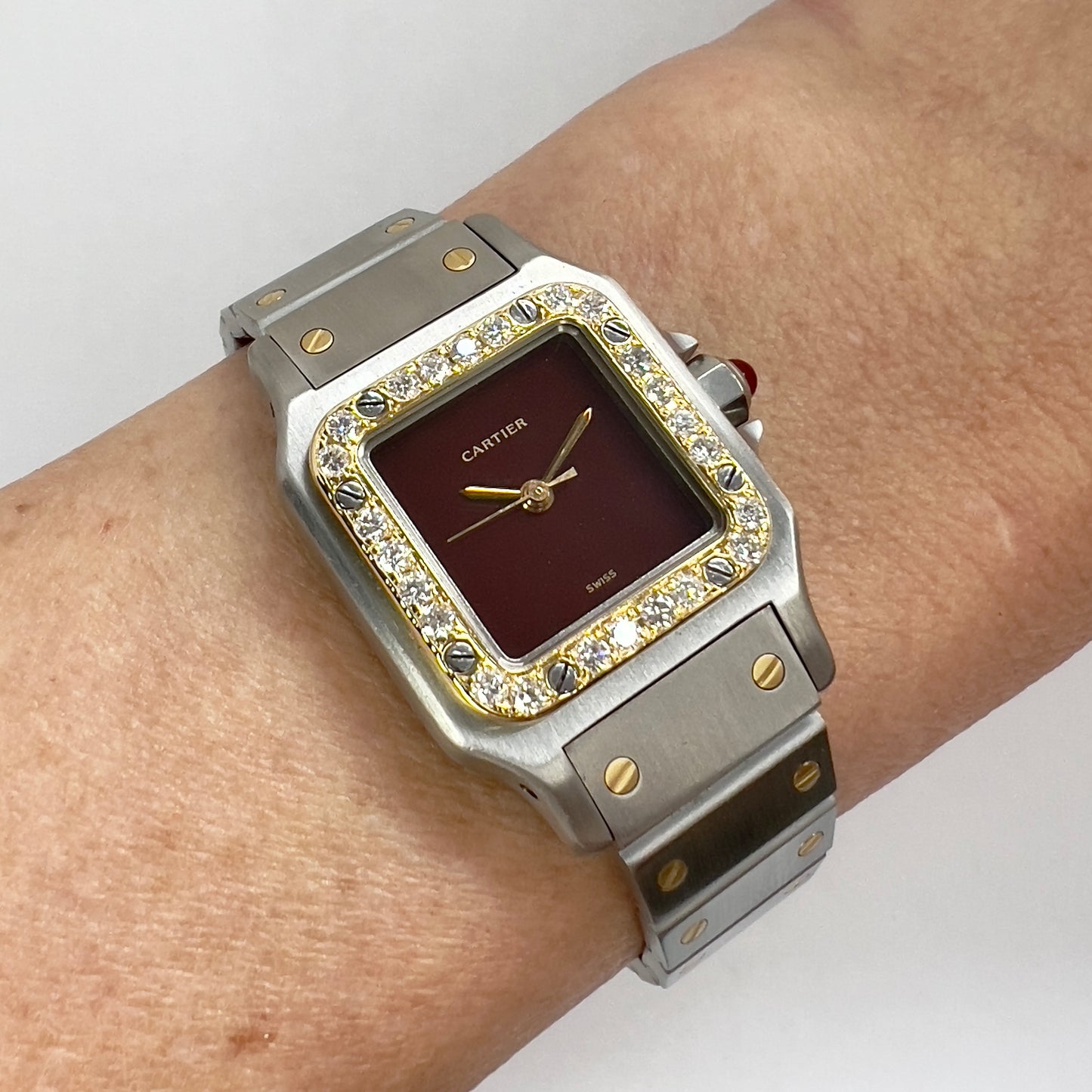 CARTIER SANTOS GALBEE 24mm Automatic 2 Tone 0.69TCW Diamond Watch