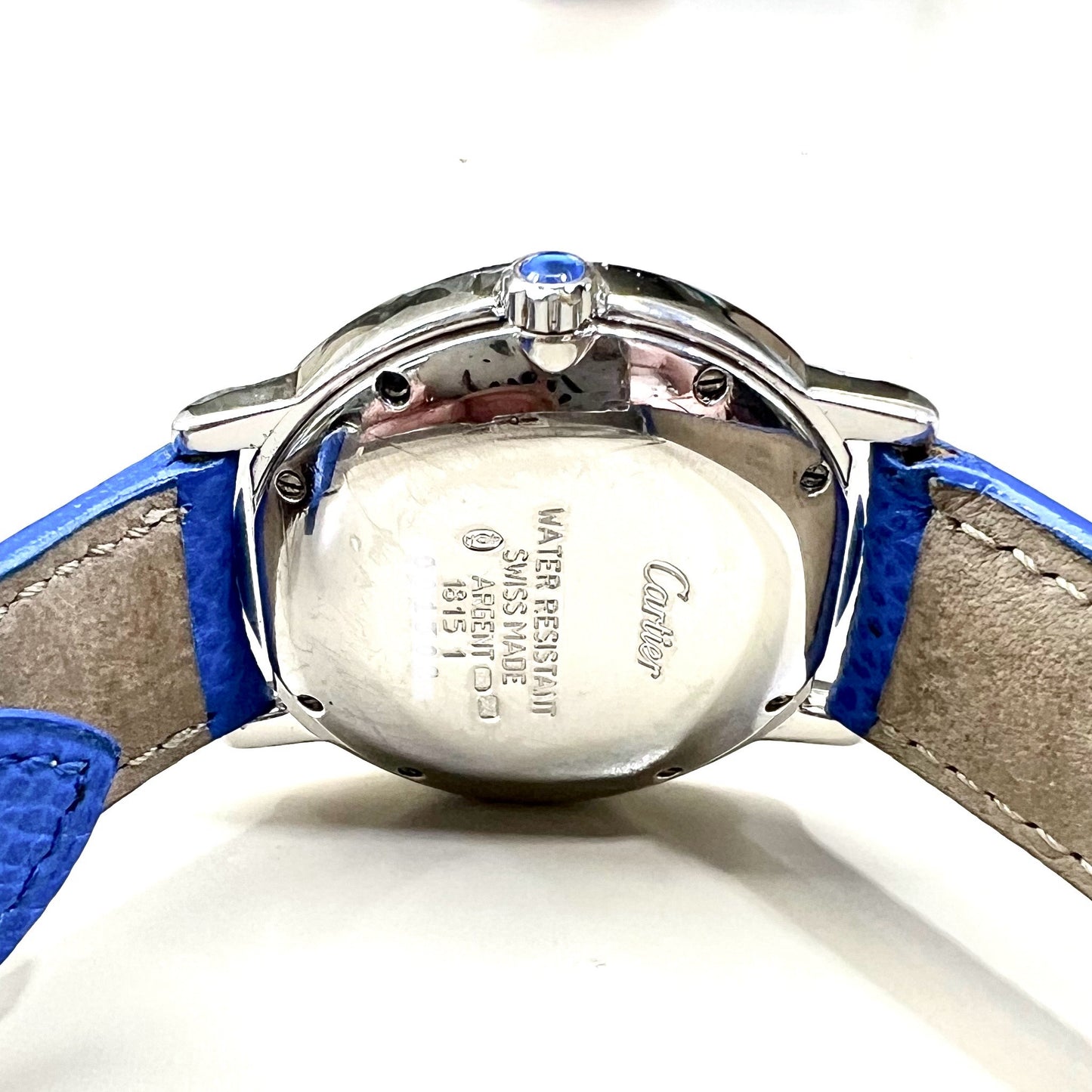 CARTIER RONDE 32mm Quartz Silver 0.52TCW DIAMONDS & 2.52TCW Blue SAPPHIRES Watch