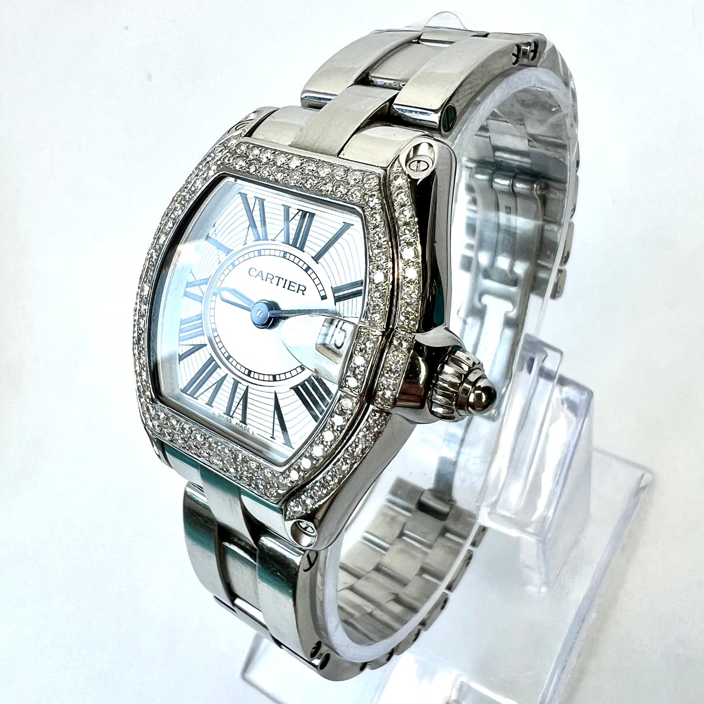 CARTIER ROADSTER Quartz 31mm Steel 1.88TCW Diamond Watch