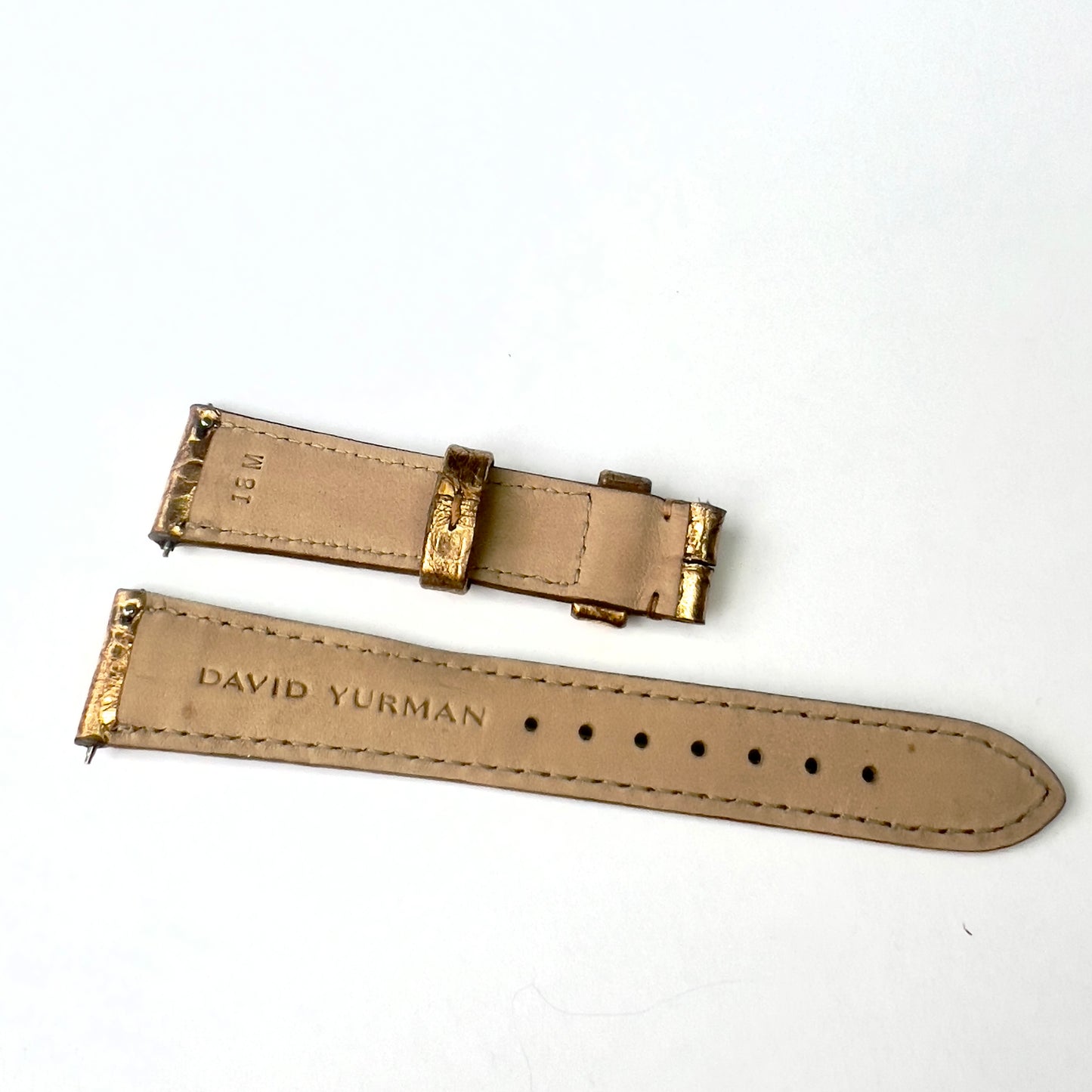 DAVID YURMAN 18mm/14mm M Bronze Genuine Alligator Leather Band Strap w/ Spring Pins
