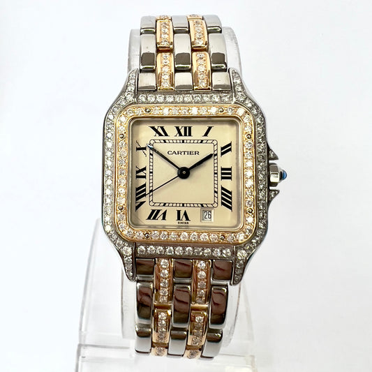CARTIER PANTHERE 27mm 2 Row Gold Quartz 2.23TCW DIAMOND Watch