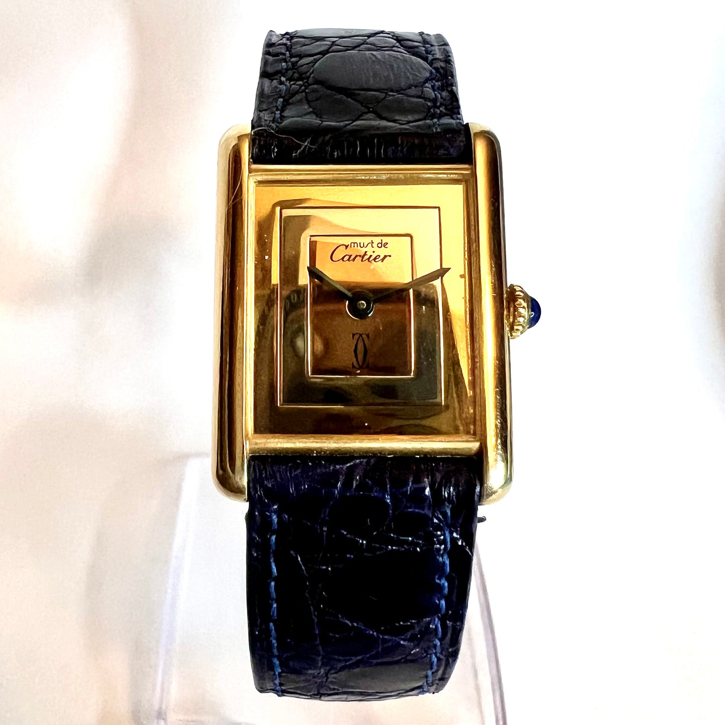 CARTIER TANK Manual Winding 23mm GP Silver Trinity Dial Watch