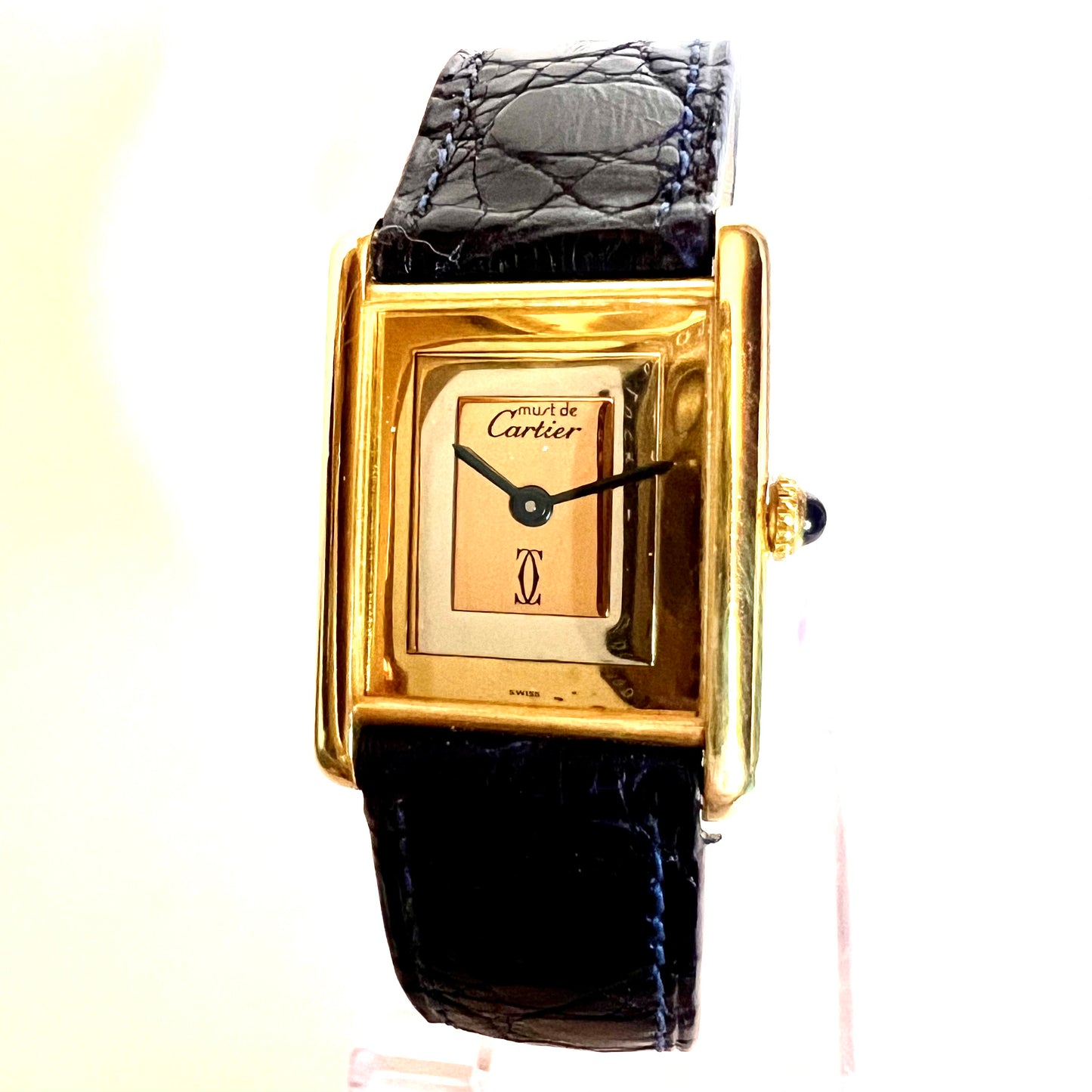 CARTIER TANK Manual Winding 23mm GP Silver Trinity Dial Watch