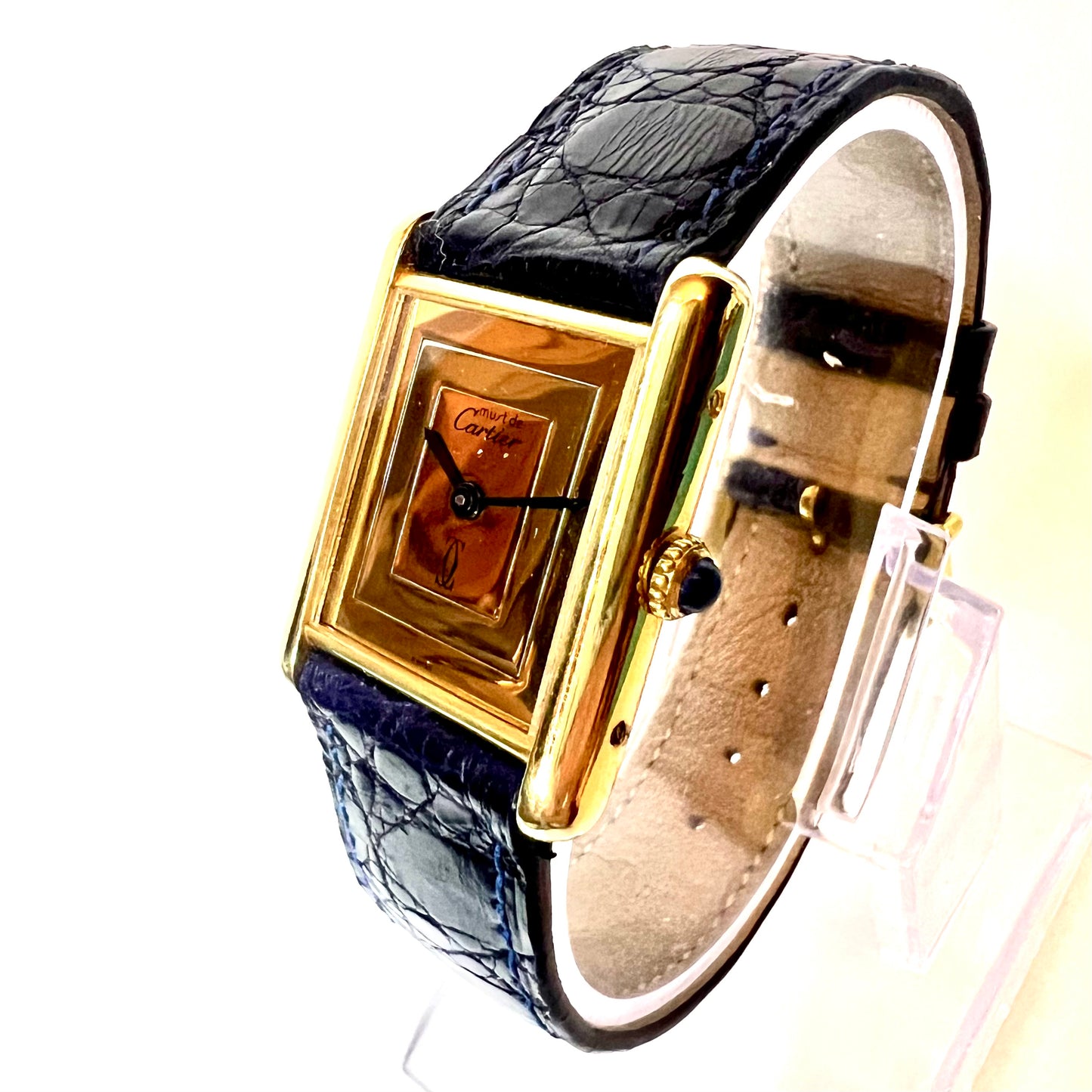 CARTIER TANK Manual Winding 23mm GP Silver Trinity Dial Watch