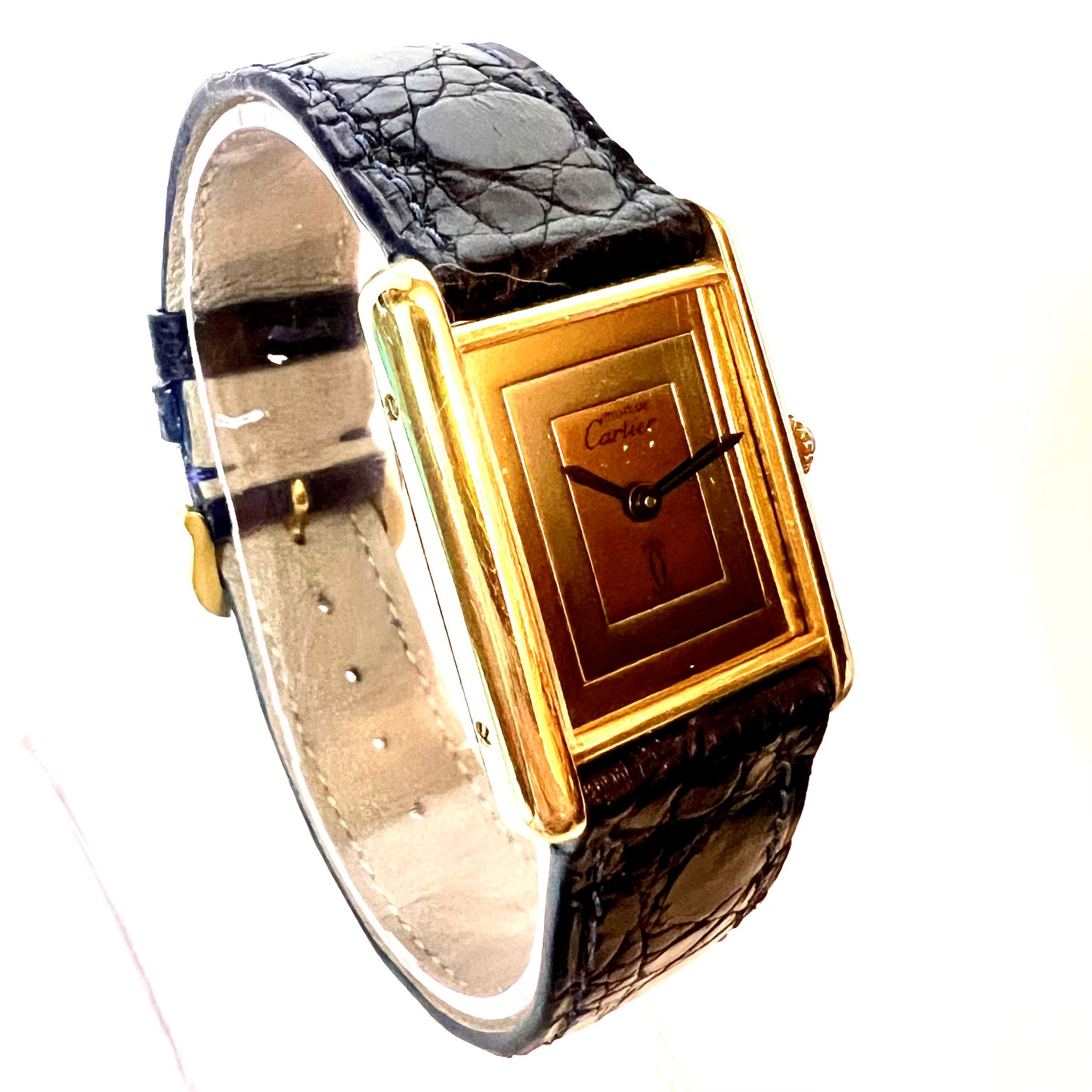 CARTIER TANK Manual Winding 23mm GP Silver Trinity Dial Watch
