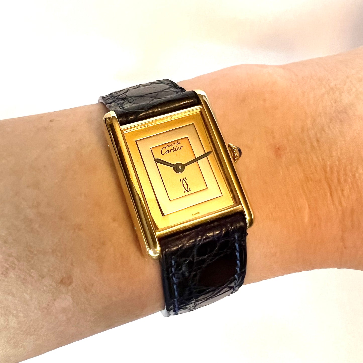 CARTIER TANK Manual Winding 23mm GP Silver Trinity Dial Watch