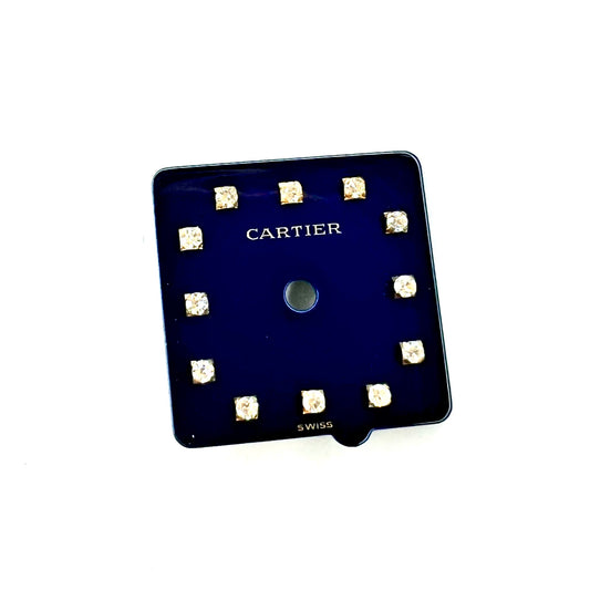 RARE! Limited Edition CARTIER PATHERE Factory Diamonds Blue Dial 13.1x13.1mm