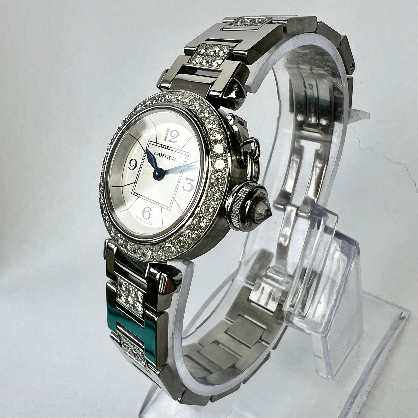 CARTIER PASHA Quartz 26mm Steel 2.3TCW DIAMOND Watch