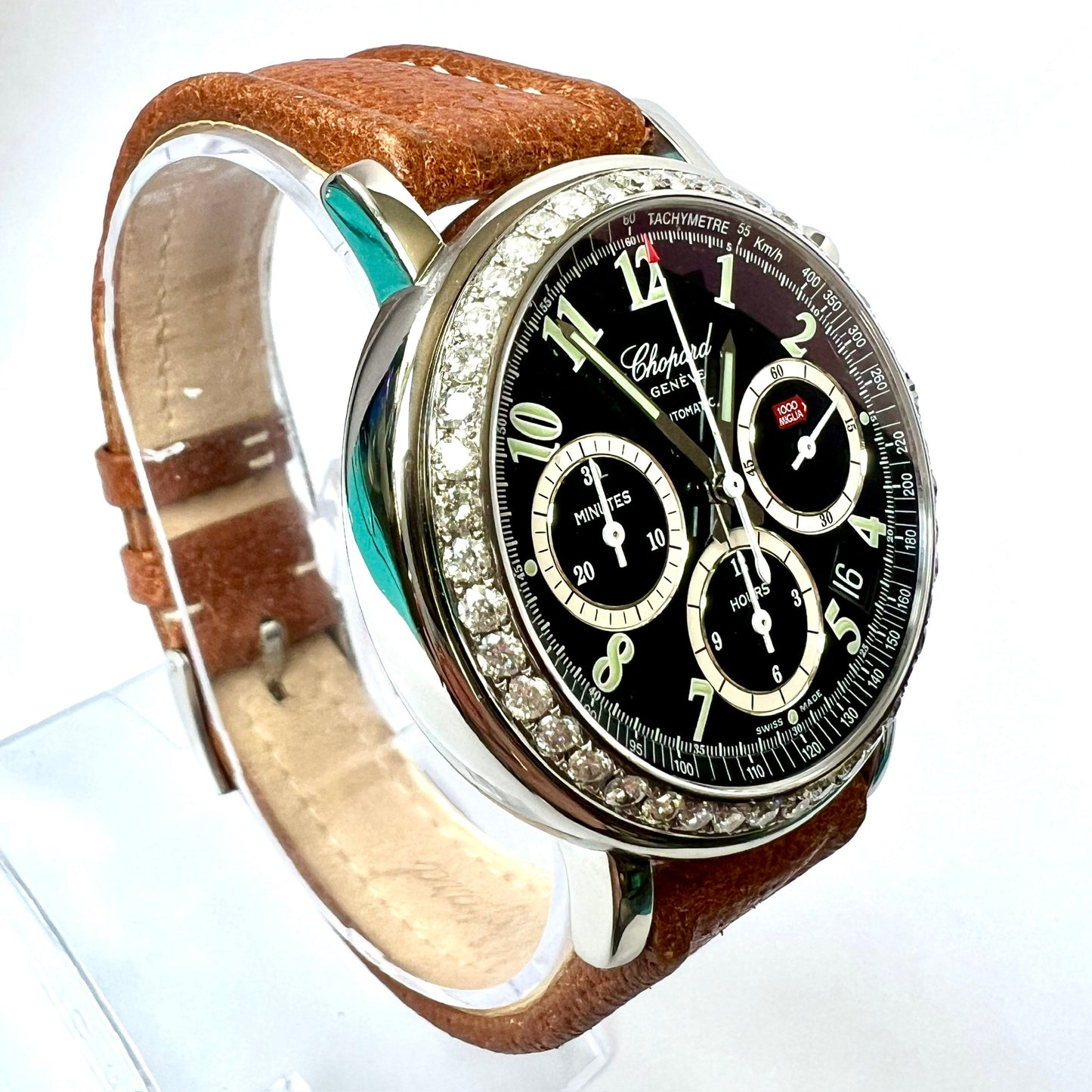 CHOPARD MILLE MIGLIA Chronograph Automatic 39mm Steel 1.8TCW Diamond Skeleton Back Watch