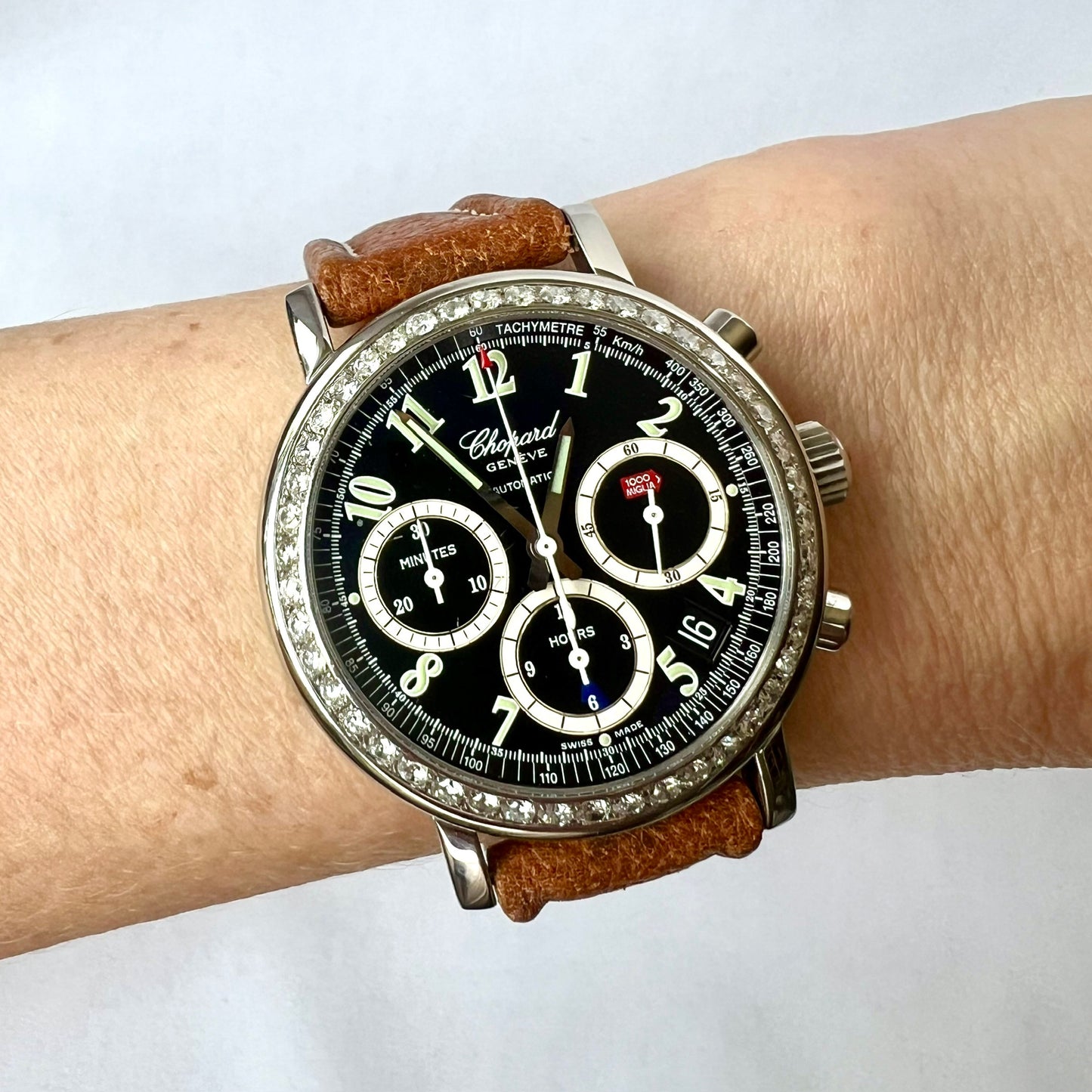 CHOPARD MILLE MIGLIA Chronograph Automatic 39mm Steel 1.8TCW Diamond Skeleton Back Watch