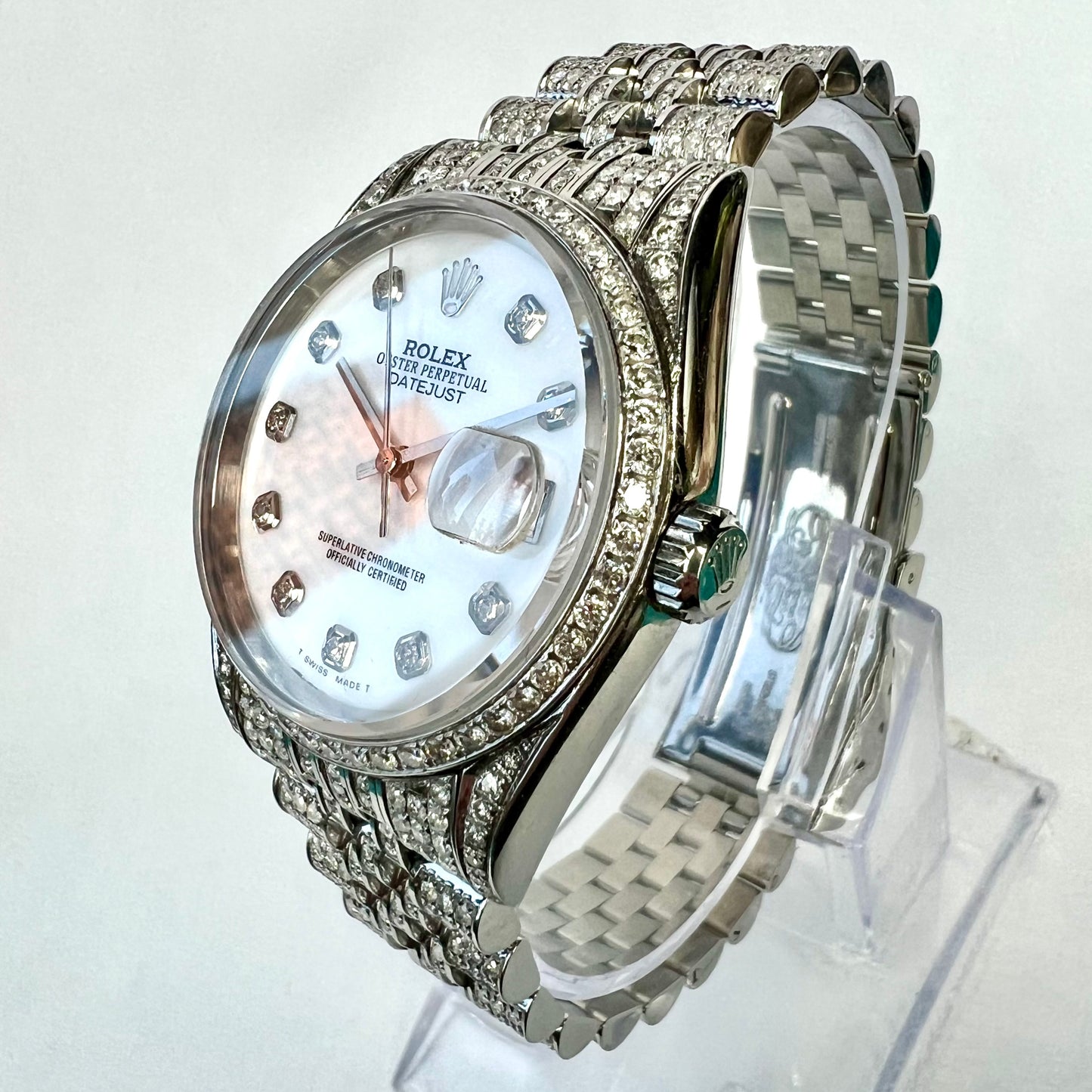 ROLEX DATEJUST Automatic 36mm Steel Full Diamond Watch
