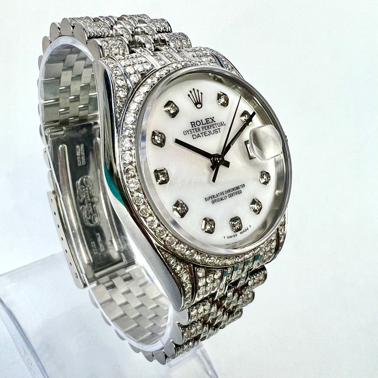 ROLEX DATEJUST Automatic 36mm Steel Full Diamond Watch