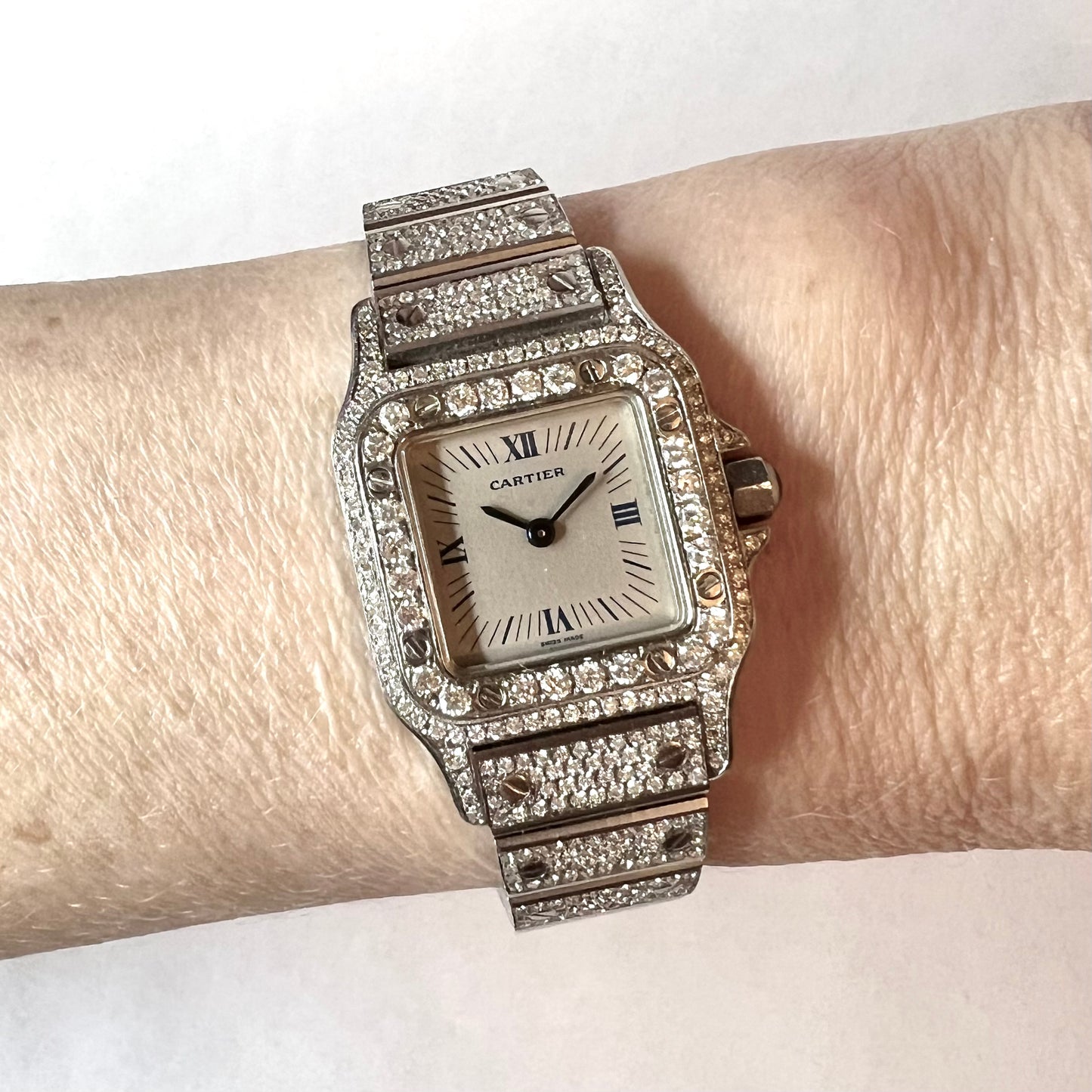 CARTIER SANTOS GALBEE 24mm Quartz Steel 2.42TCW Diamond Watch NEW Model